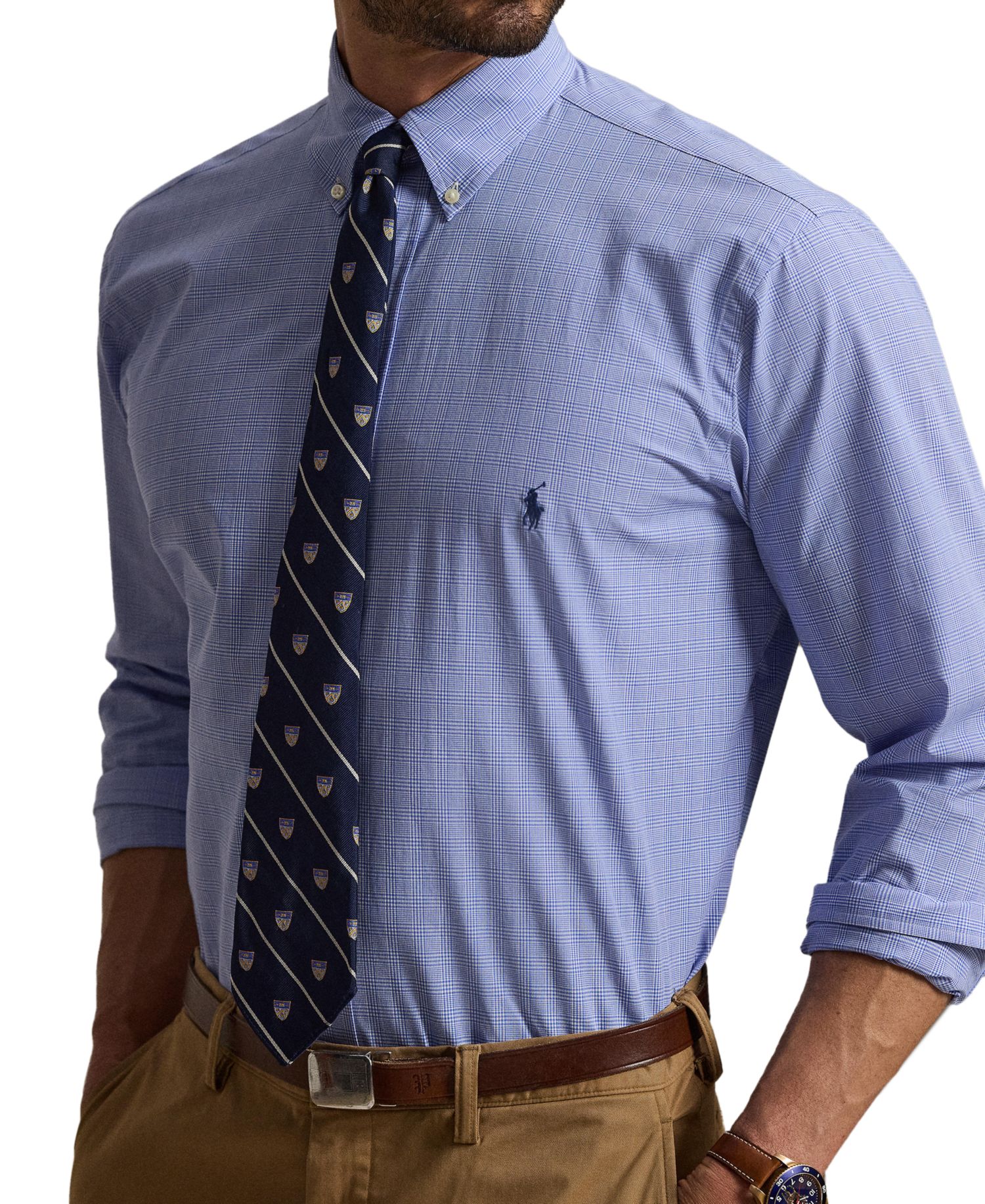 Men's Big & Tall Checked Stretch Poplin Shirt