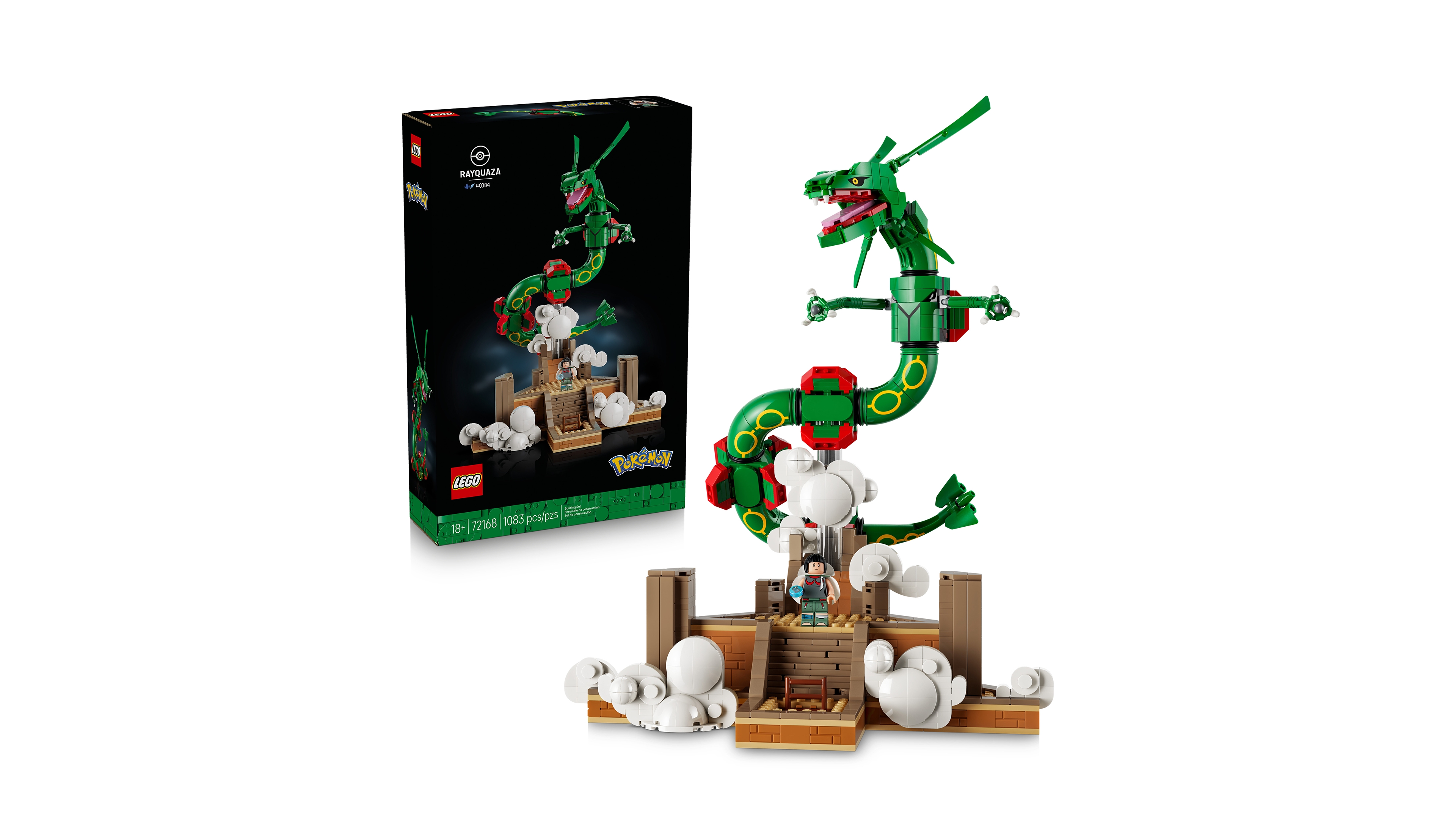 Lego Pokemon Rayquaza Posable Display Building Set 72168, 1083-Piece, Ages 18+