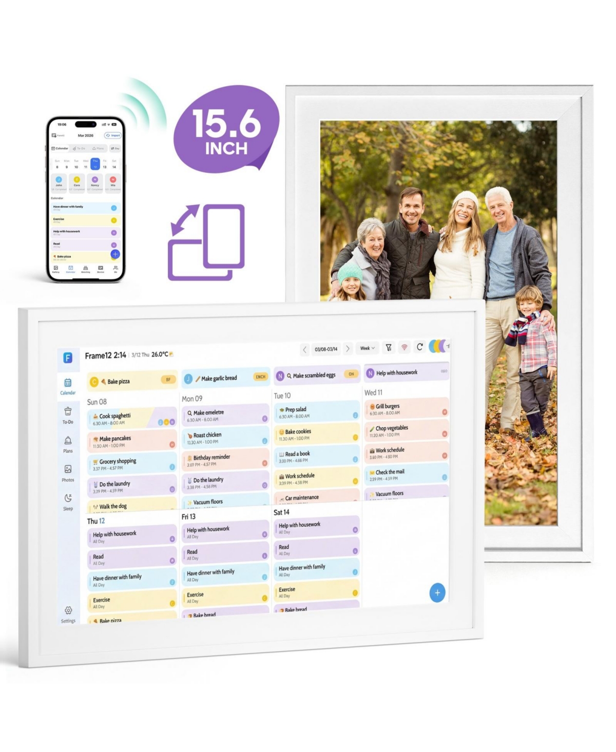 Hongge 15.6 Inch Smart Family Calendar Chore Chart and Habit Tracker