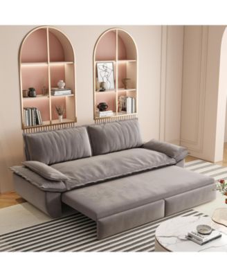 73.2" 3-Seater Velvet Sleeper Sofa Bed, 3-in-1 Convertible Pull-Out Couch