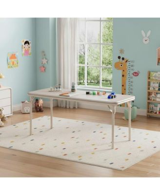 Folding Table 47 Inch Rectangular Portable Foldable Table with Anti-Slip Legs 80 lbs Capacity Space Saving for Indoor Outdoor Classroom Nursery