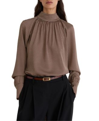 Women's Eden Geometric-Print Tie-Neck Blouse