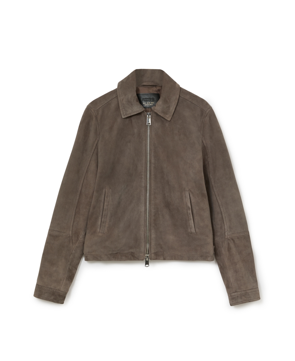 Reiss Women's Suede Zip-Through Moto Jacket