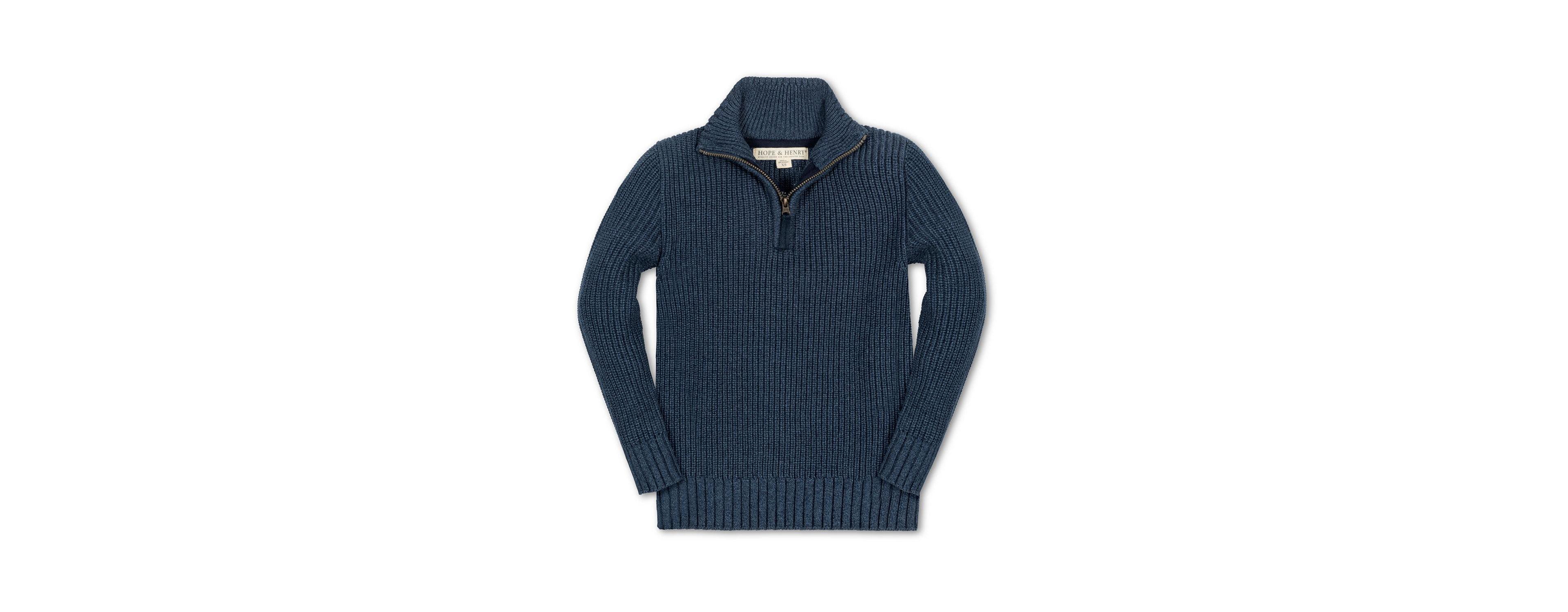 Hope & Henry Toddler Boys 2T -4T Organic Half Zip Cardigan Stitch Sweater