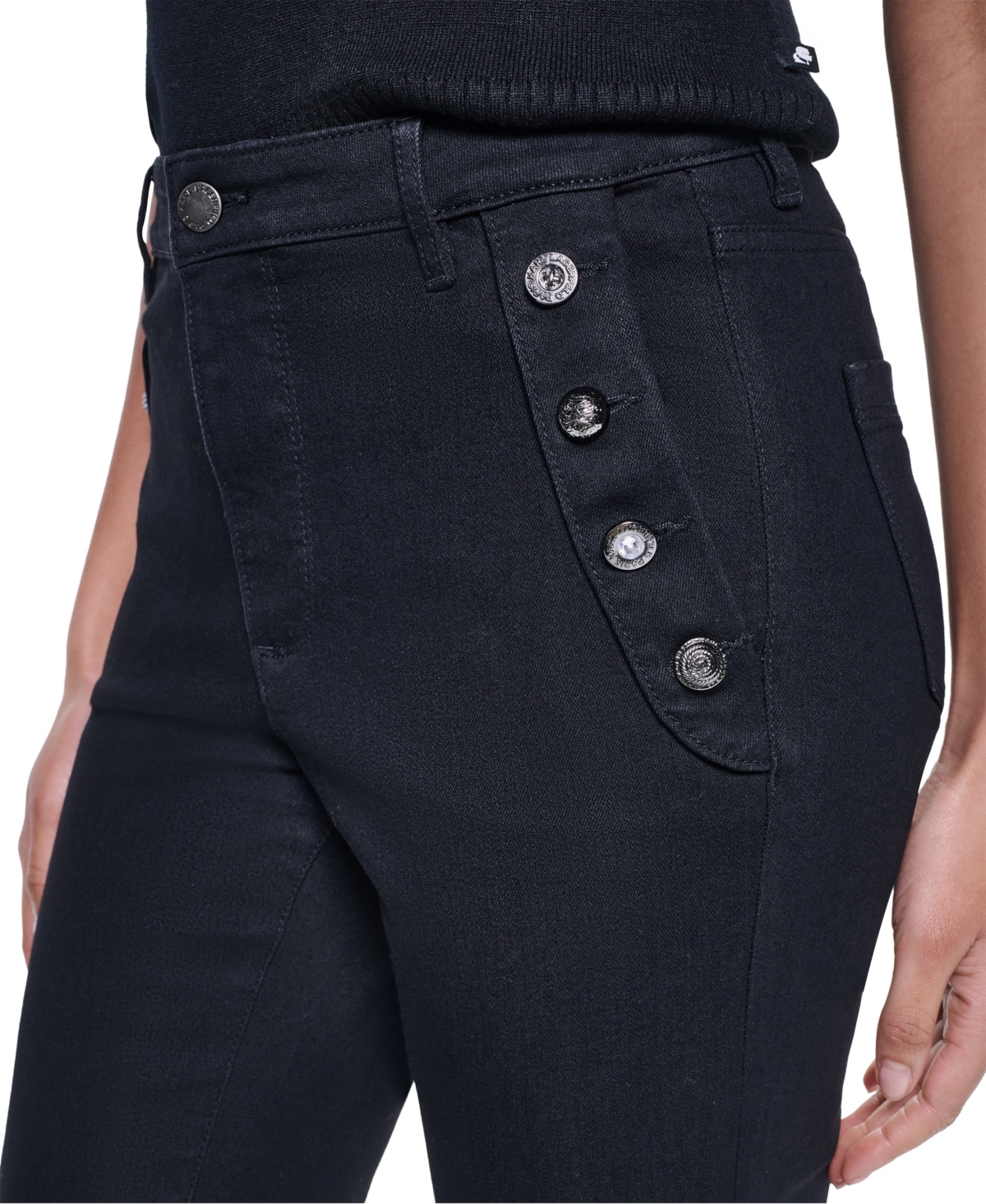 Karl Lagerfeld Paris Women's Sailor Denim Flare High-Waisted Jeans