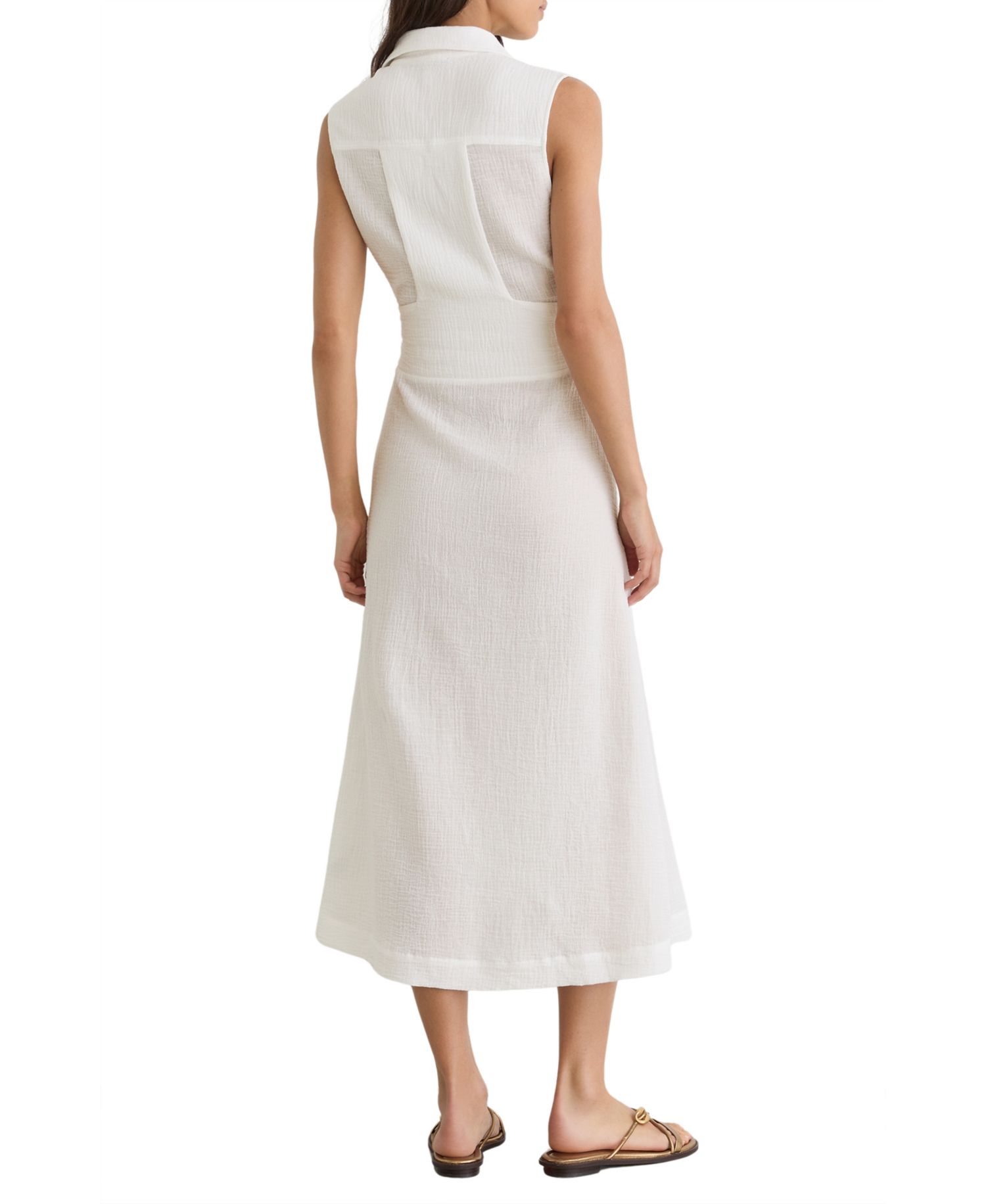 Women's Morgan Sleeveless Midi Cotton Dress with Side Pockets
