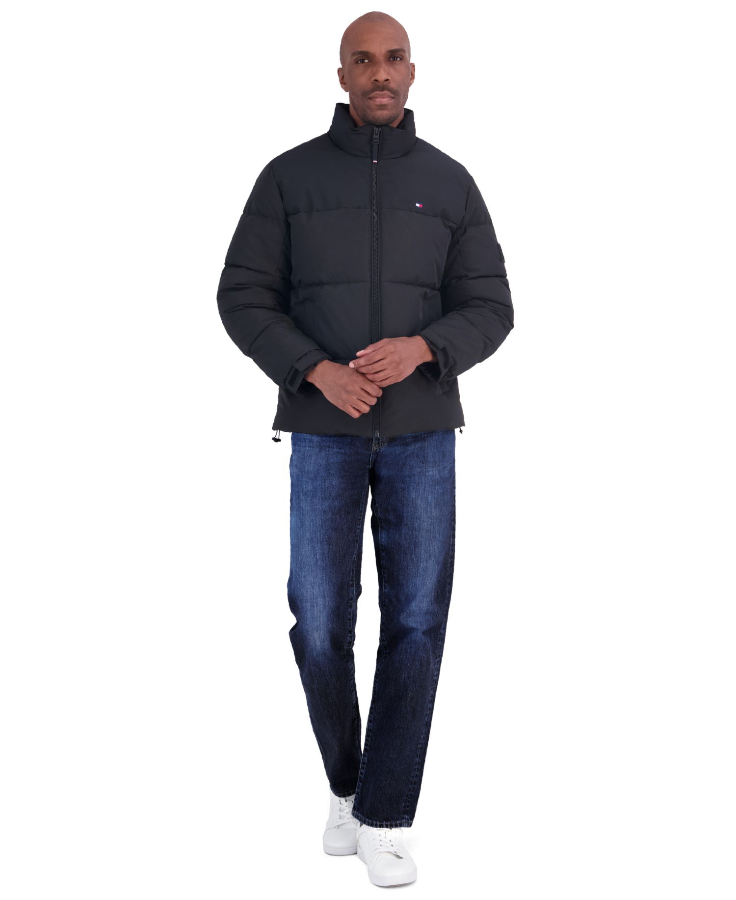 Men's Unhood Mix Media Puffer Jacket
