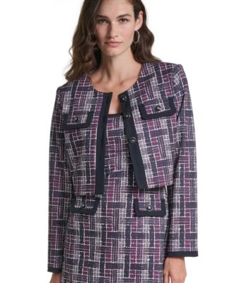 Women's Plaid Cropped Ponte Jacket