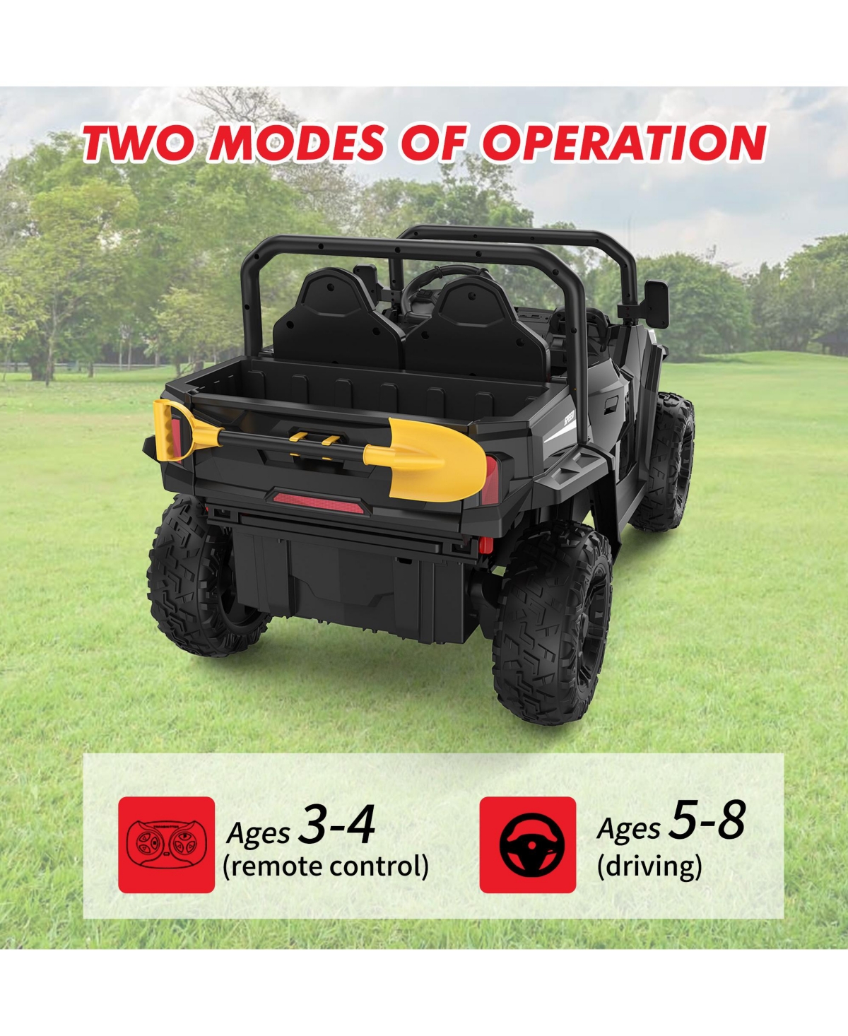 homfan Kids Ride-On Dump Truck, Realistic Electric Vehicle with Remote Control, Bed, Shovel, Key Start and Music, Safe Fun Toya