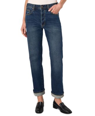 Petite Sloane Slouchy-Girlfriend Cuffed Mid-Rise Jeans