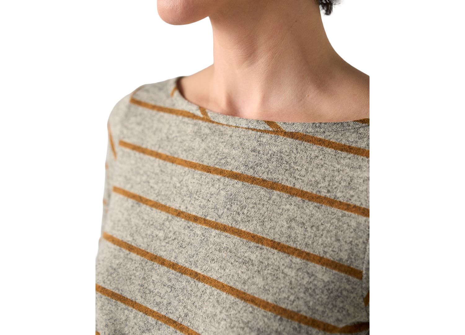 Petite Boat Neck Long-Sleeve Stripe Blouse