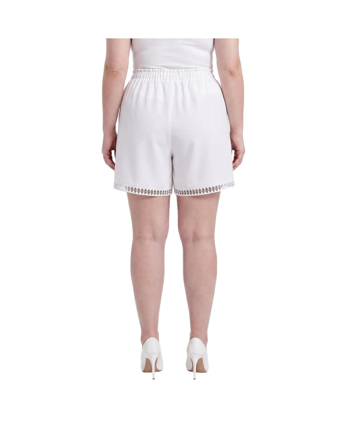 Женские шорты Standards & Practices Plus Size Lace Hem Shorts with Pockets, цвет: Белый — фото 2
