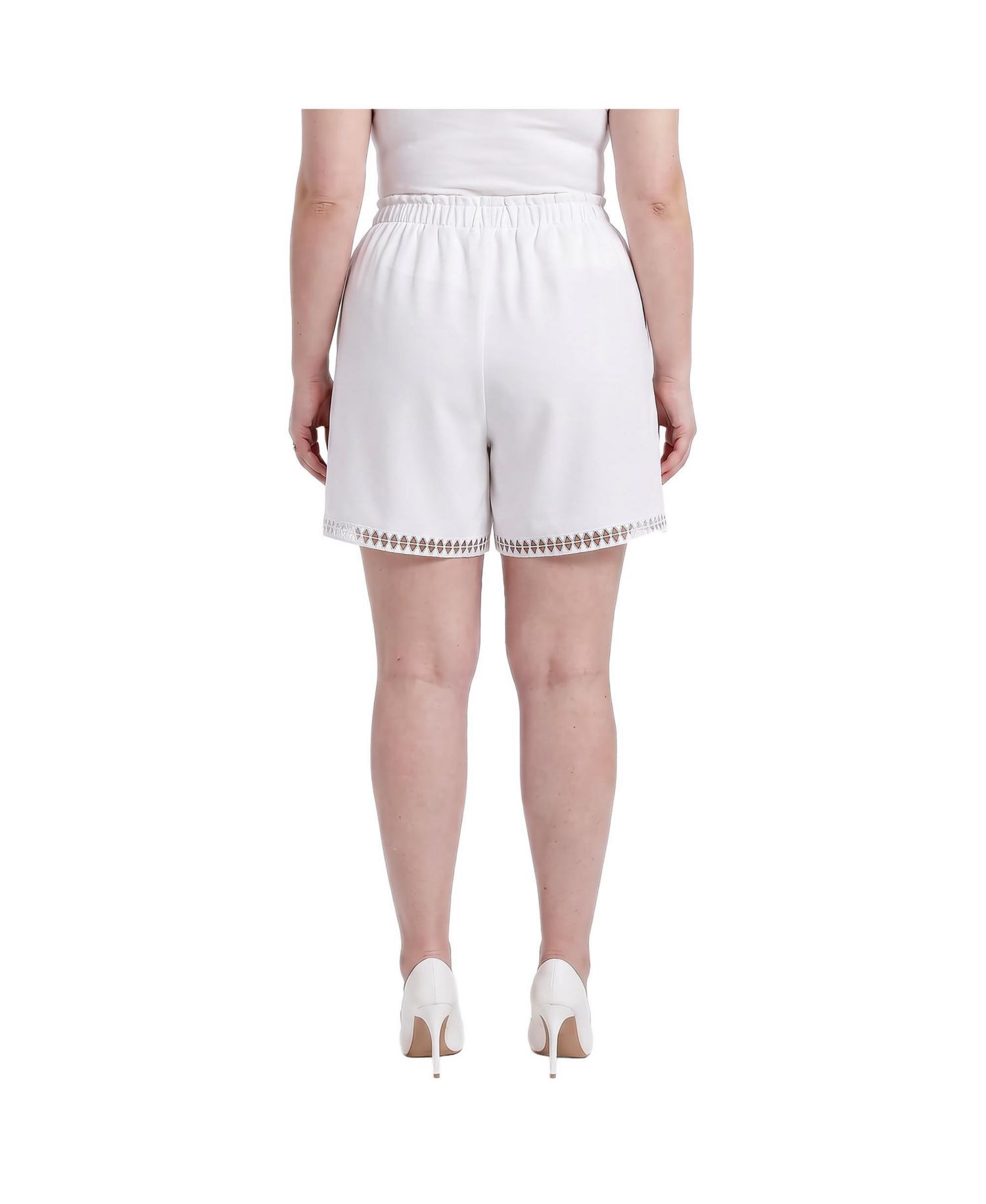 Plus Size Lace Hem Shorts with Pockets