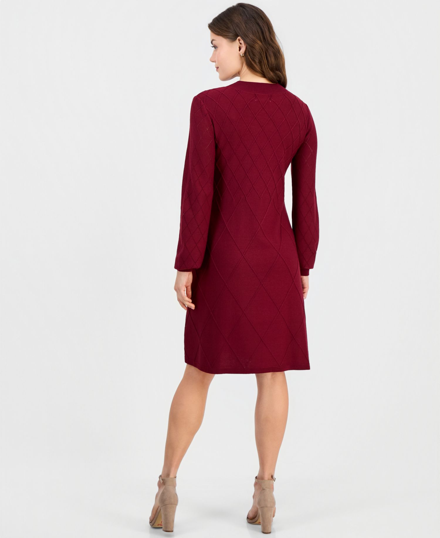 Petite Long-Sleeve A-Line Mock Neck Sweater Dress