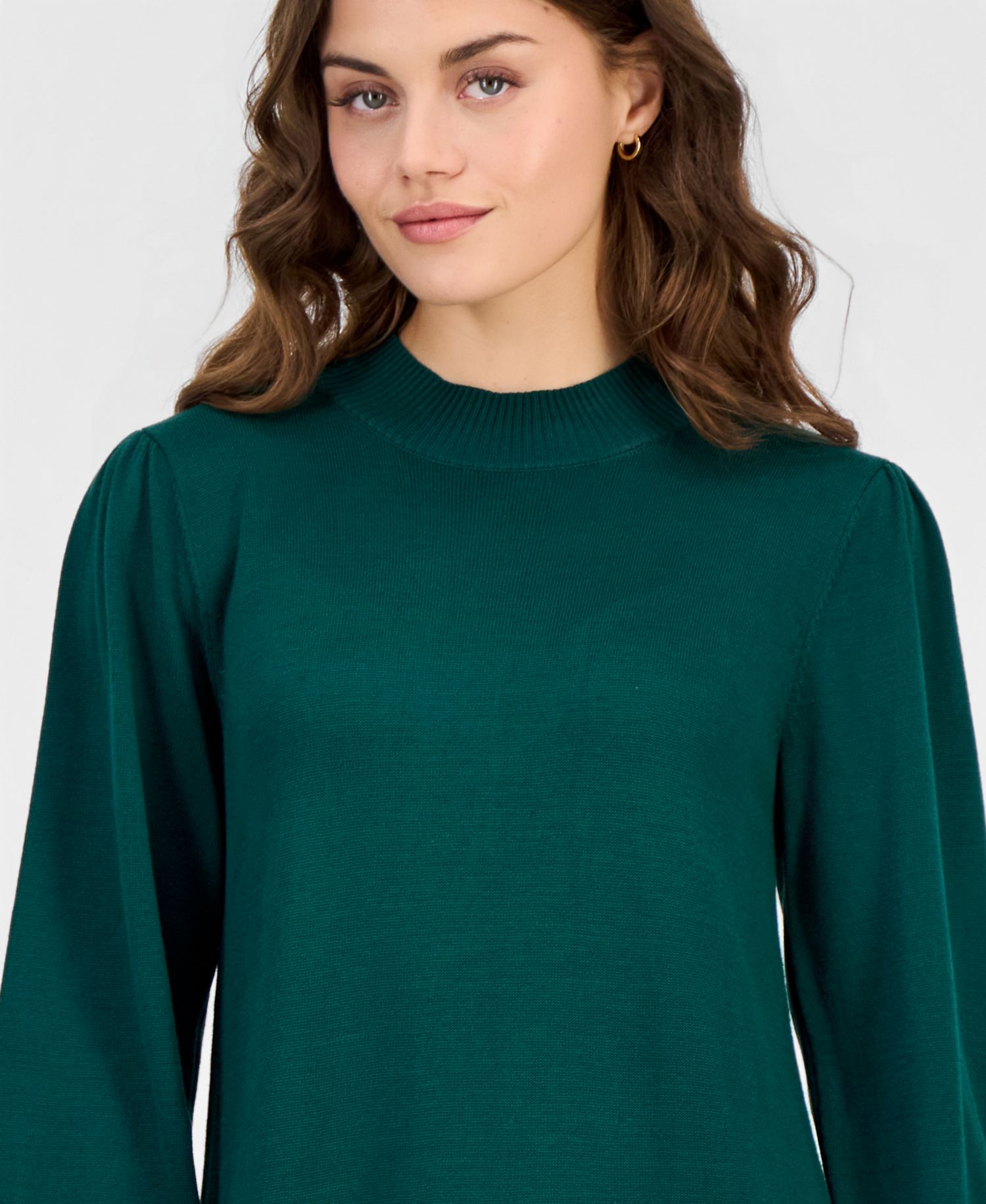 Petite Mock Neck Long-Sleeve Fit & Flare Sweater Dress