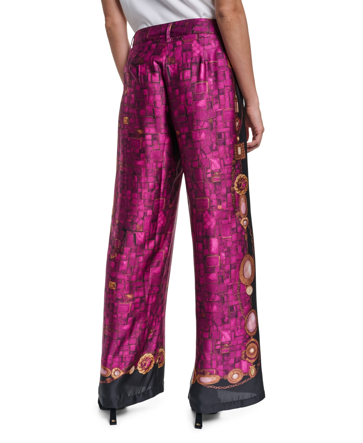 Karl Lagerfeld Paris Petite High-Waisted Wide-Leg Pants, 29" Inseam
