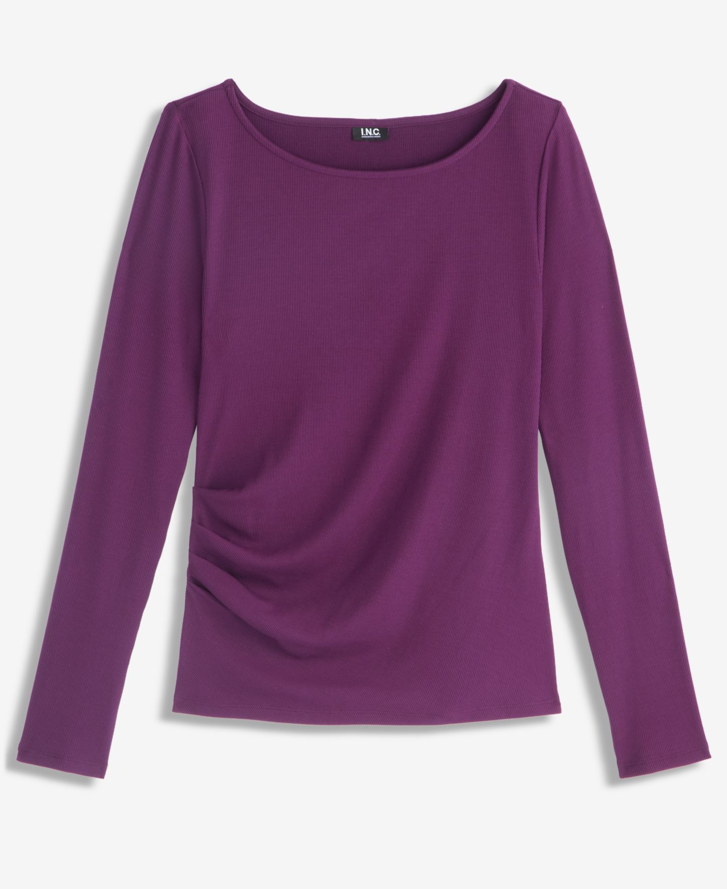 Женский топ I.N.C. International Concepts Long Sleeve Rib-Knit Boat Neck Top, цвет: Ягодный винный — фото 6