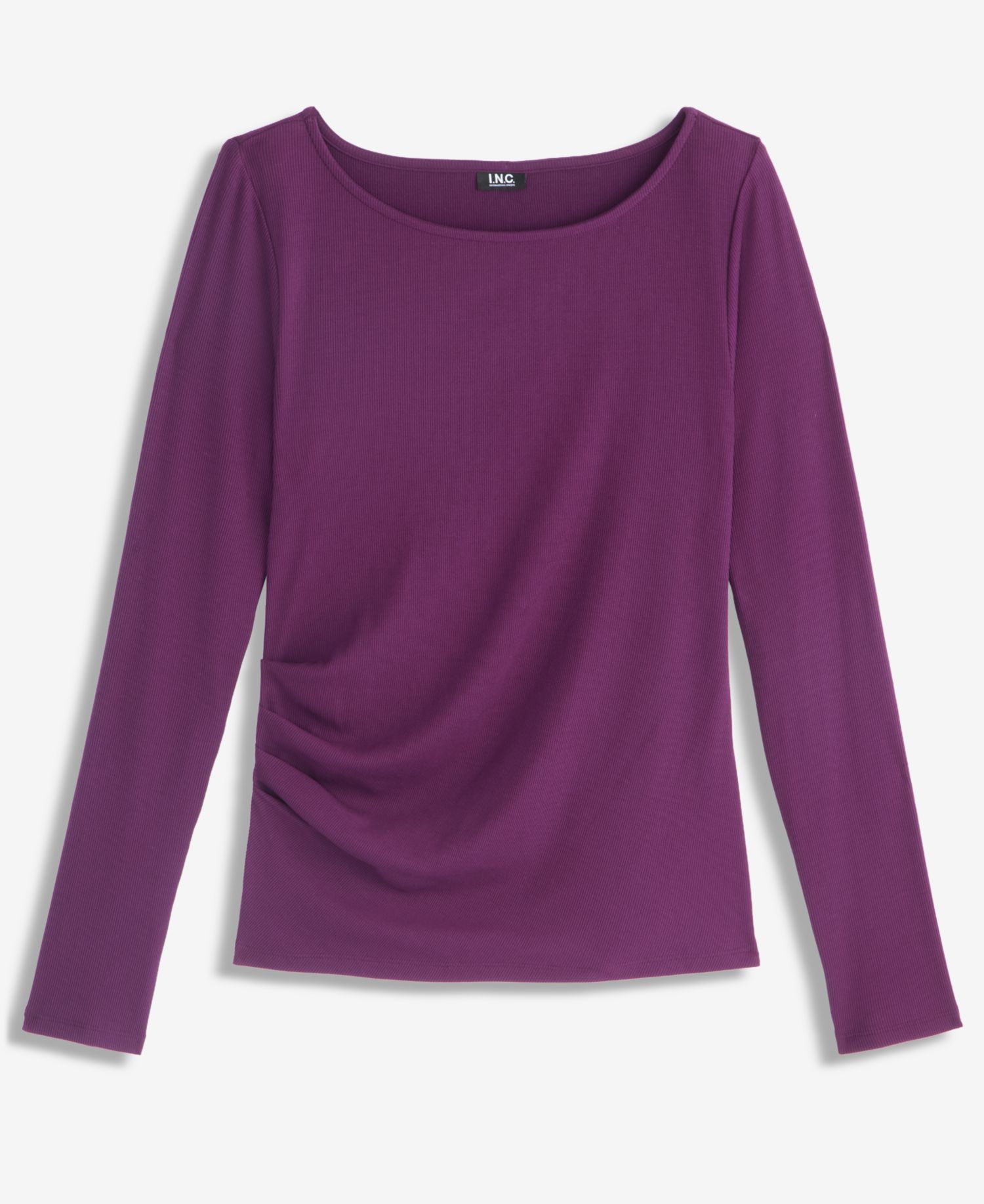 Women's Long Sleeve Rib-Knit Boat Neck Top