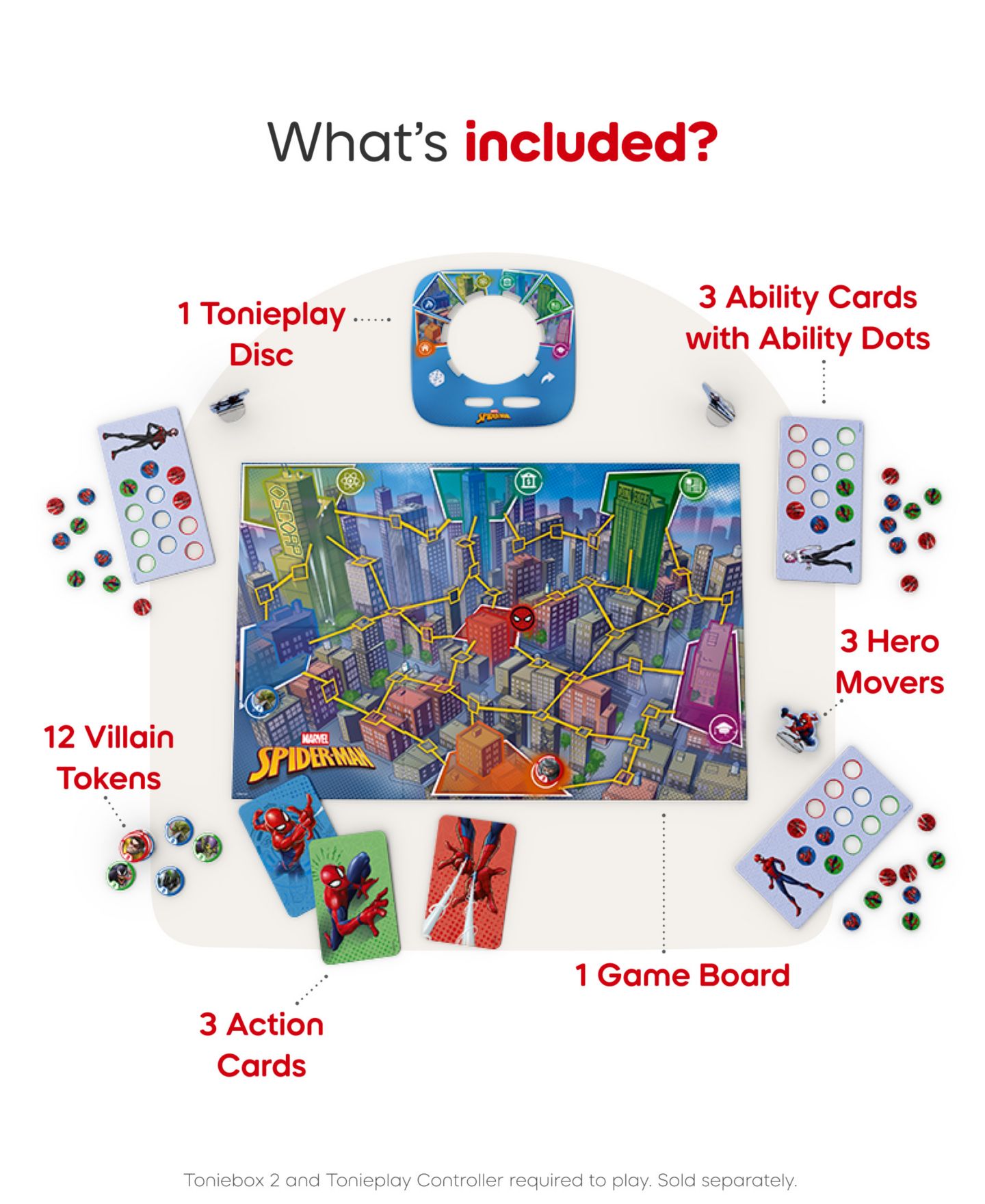 Детская настольная игра Tonies Tonieplay Marvel Spider-Man Neighborhood Hero Board Game, Ages 7+ — фото 6