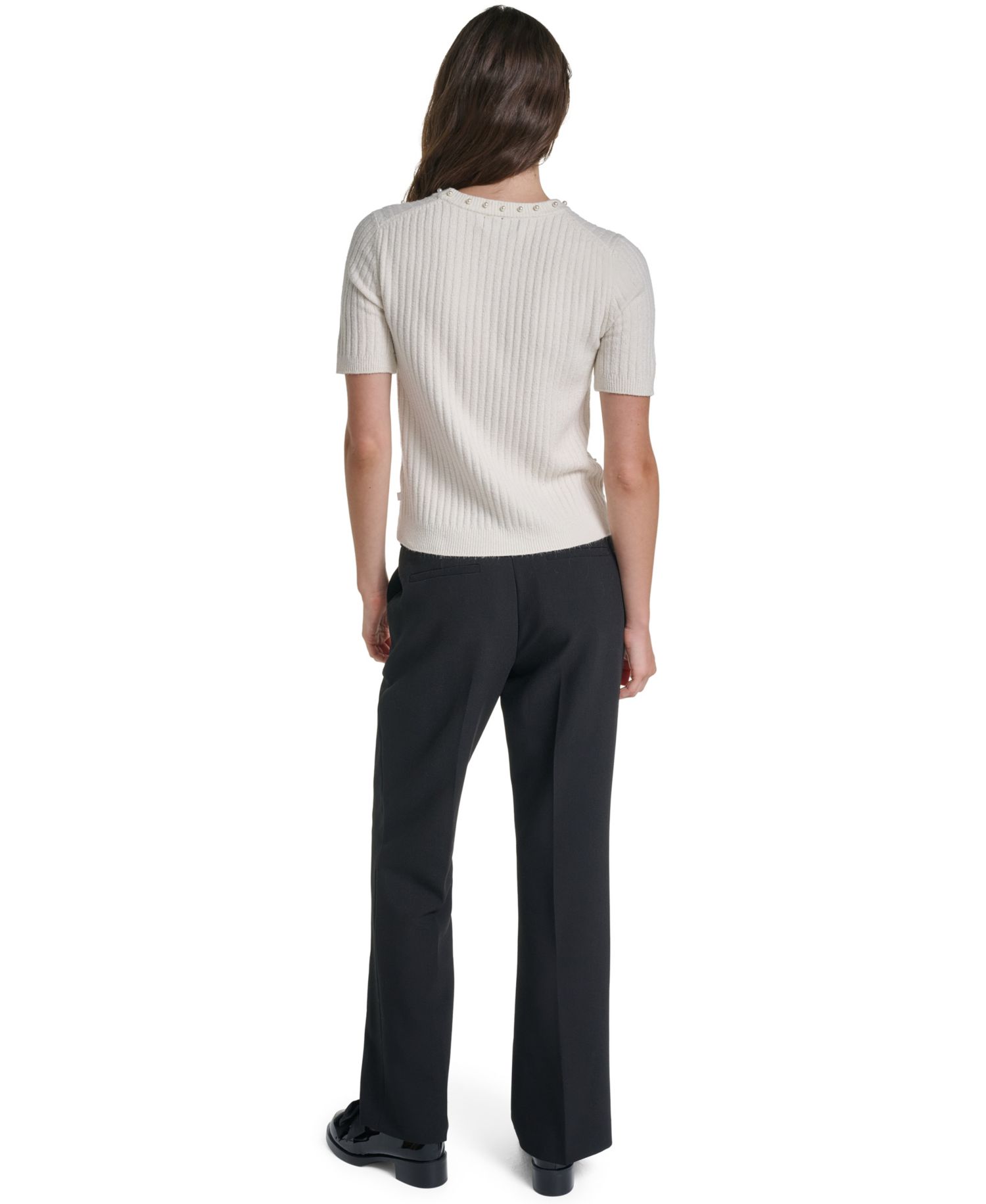PetiteCable-Knit Crewneck Short-Sleeve Sweater