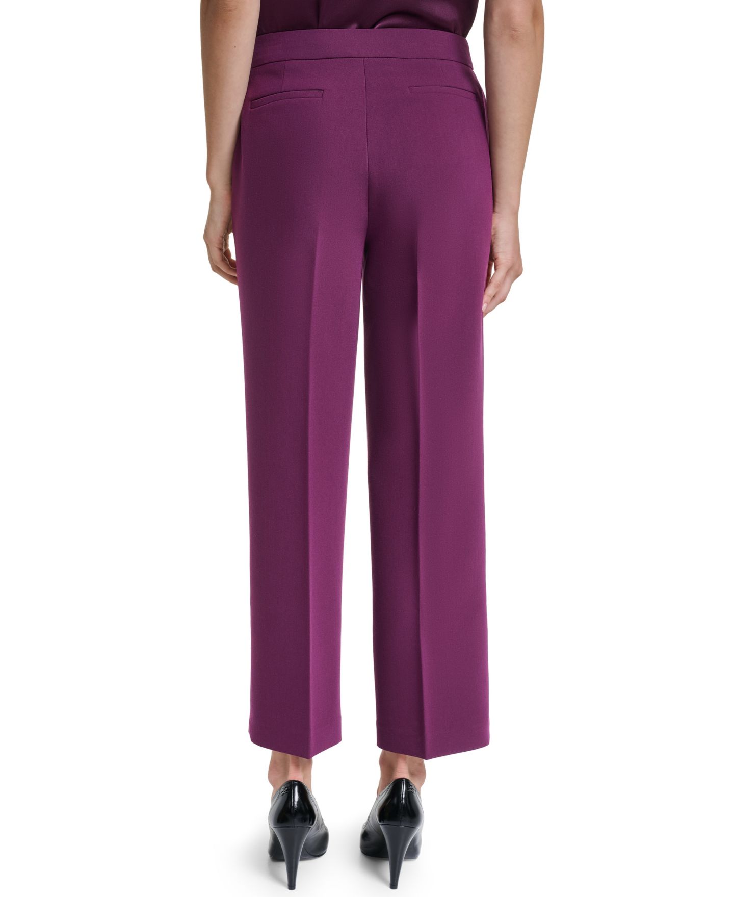 Женские брюки KARL LAGERFELD PARIS Petite Mid-Rise Boot Cut, цвет: Вишнёвый — фото 4