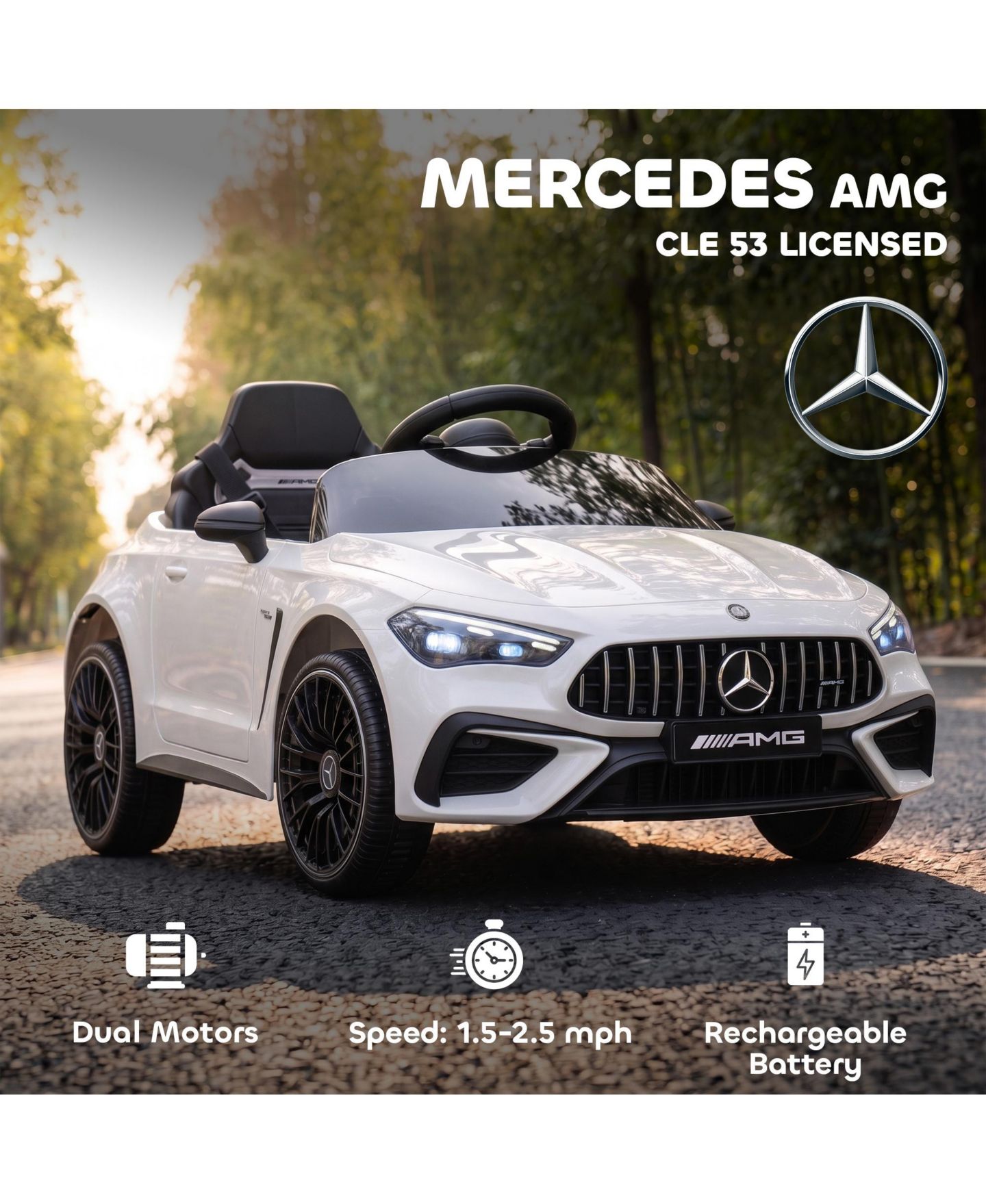 Детская игрушка Qaba Mercedes Amg Cle 53 39" L Electric Ride-On Car with Remote Control, 1 Seat, Ages 3+, цвет: Белый — фото 4