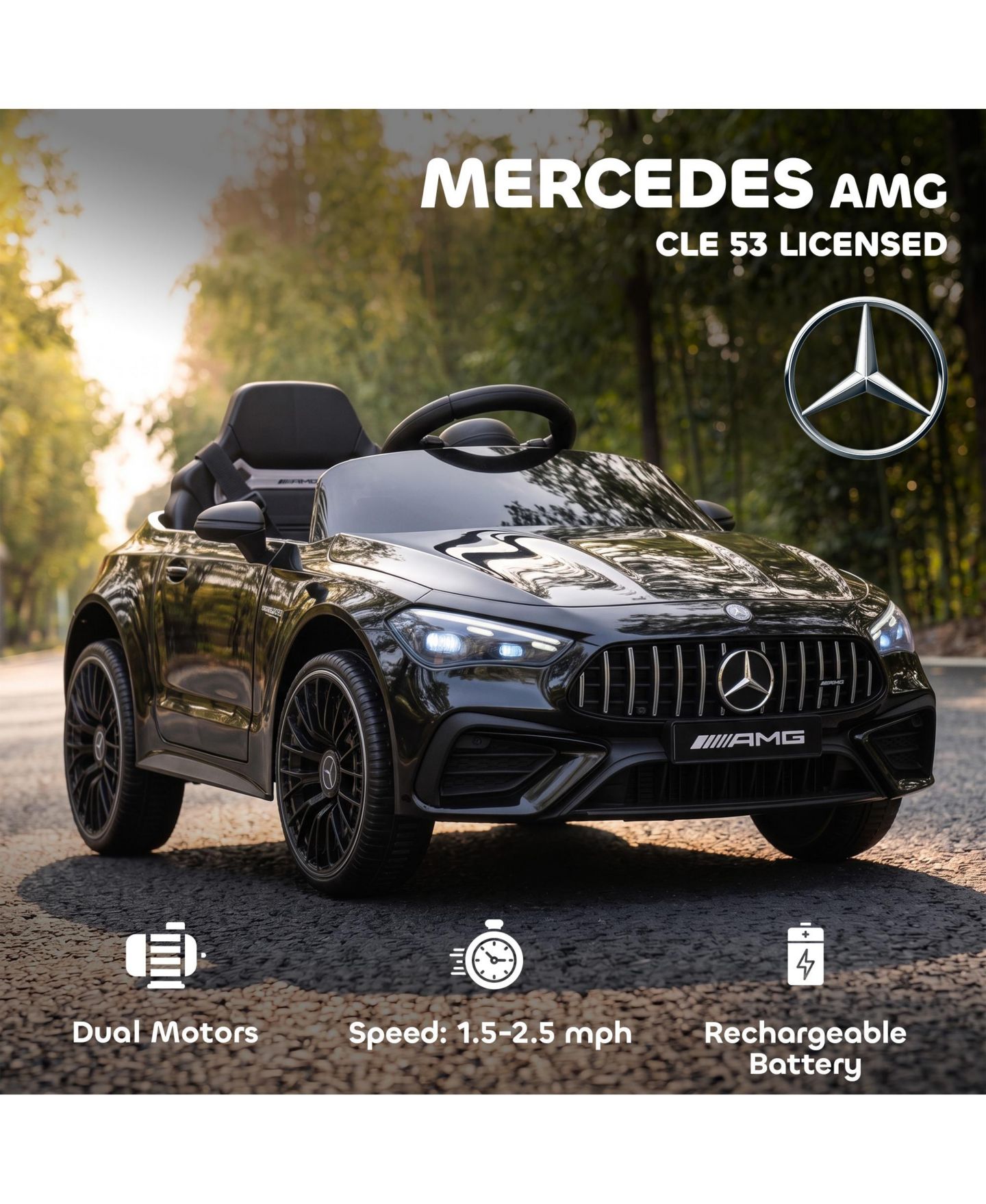 Детская игрушка Qaba Licensed Mercedes Amg Cle 53 Electric Car for Kids with Remote, цвет: Чёрный — фото 4