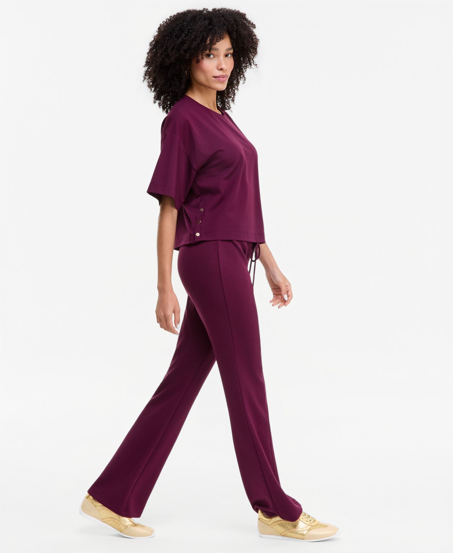 Women's Short-Sleeve Side-Snap Lounge Top