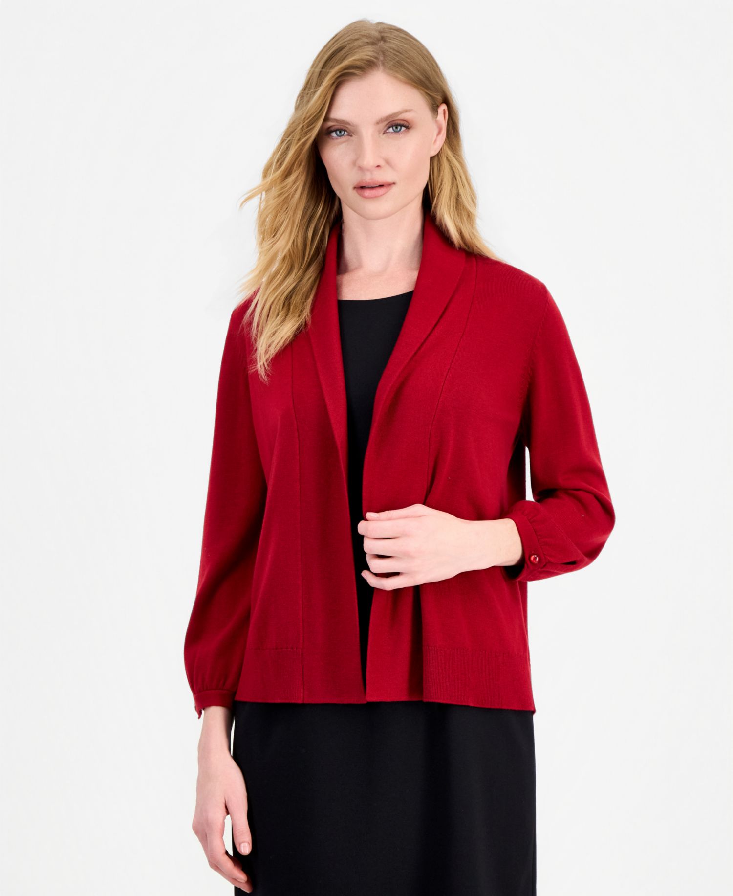 Women's Turn Back Collar Kissing Frt Shawl Collar Open Front Cardigan