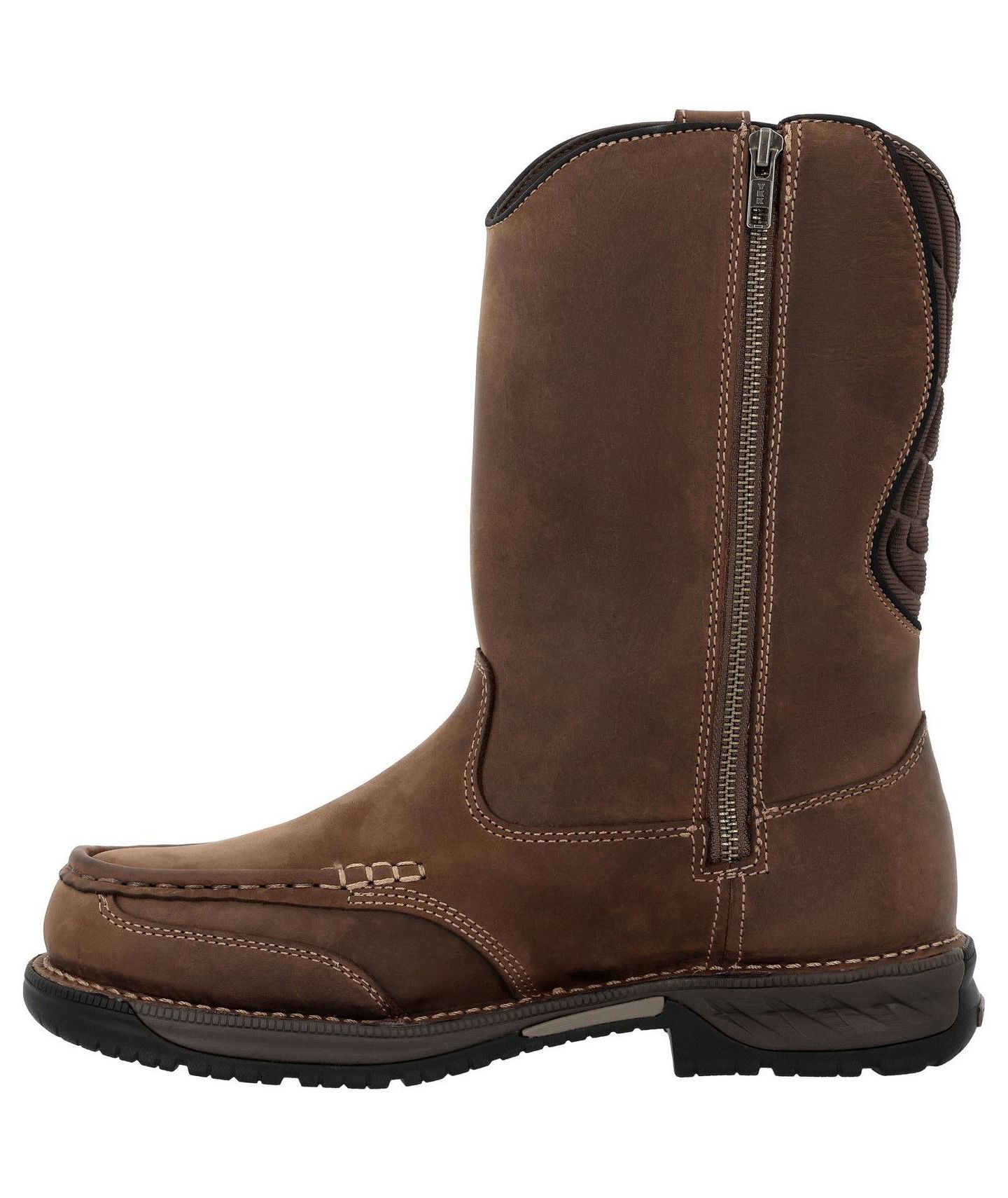 Мужские ботинки GEORGIA BOOT Athens Pull-On Waterproof Moc-Toe Work Boot, цвет: Коричневый — фото 5