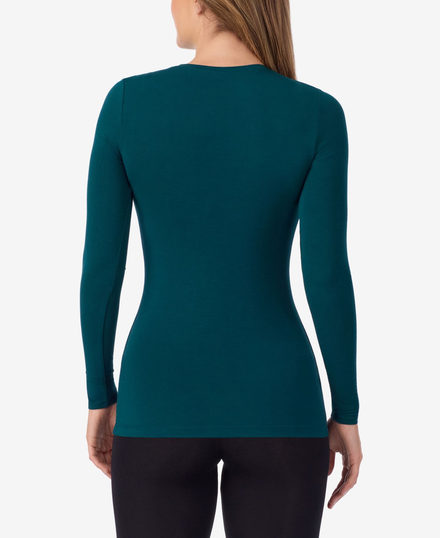 Женский лонгслив Cuddl Duds Softwear with Stretch с круглым вырезом, цвет: Изумрудный — фото 3