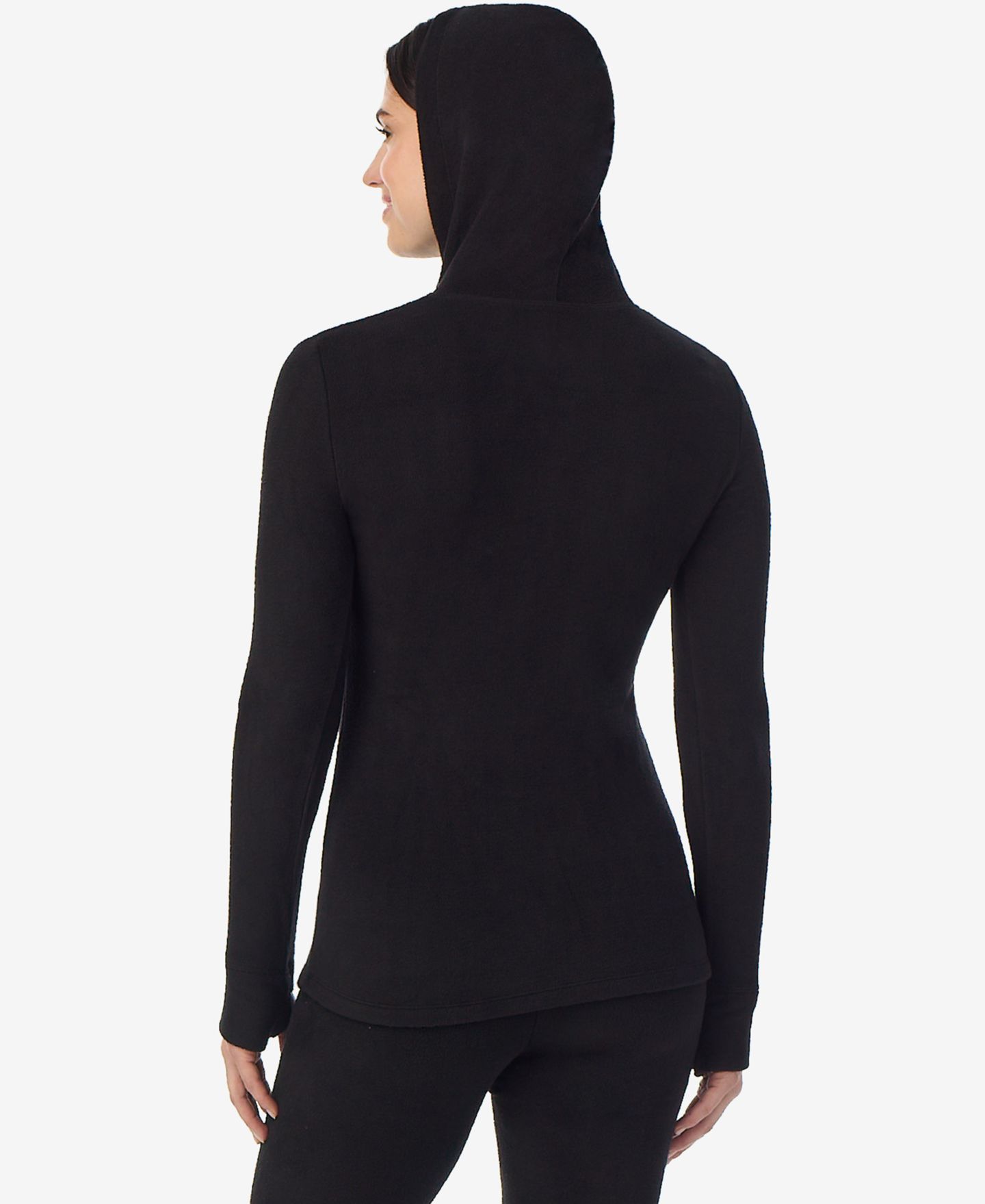 Женское худи Cuddl Duds Long-Sleeve Thumbhole Half-Zip, цвет: Чёрный — фото 4