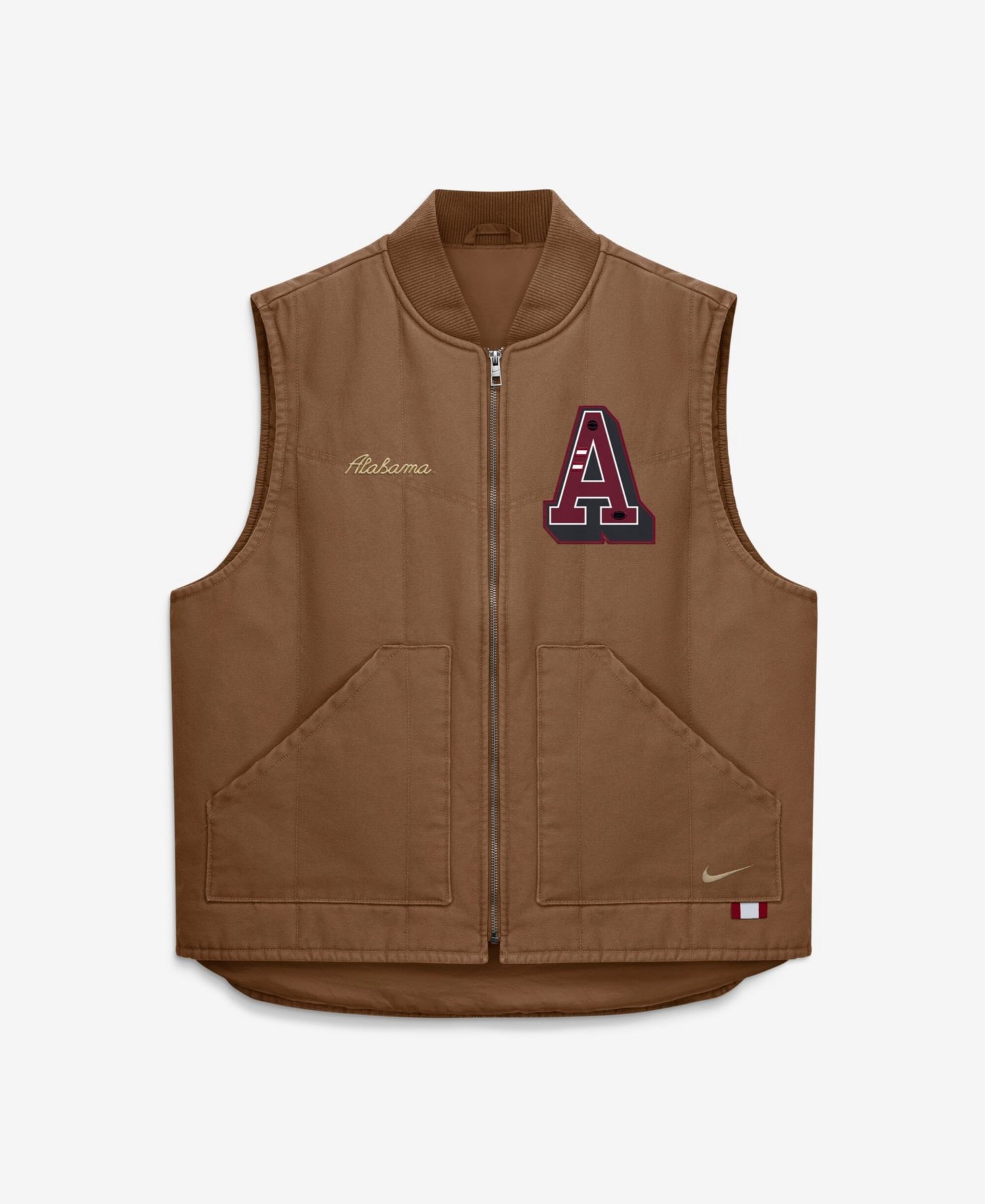 Men's Brown Alabama Crimson Tide Academic Padded Full-Zip Vest