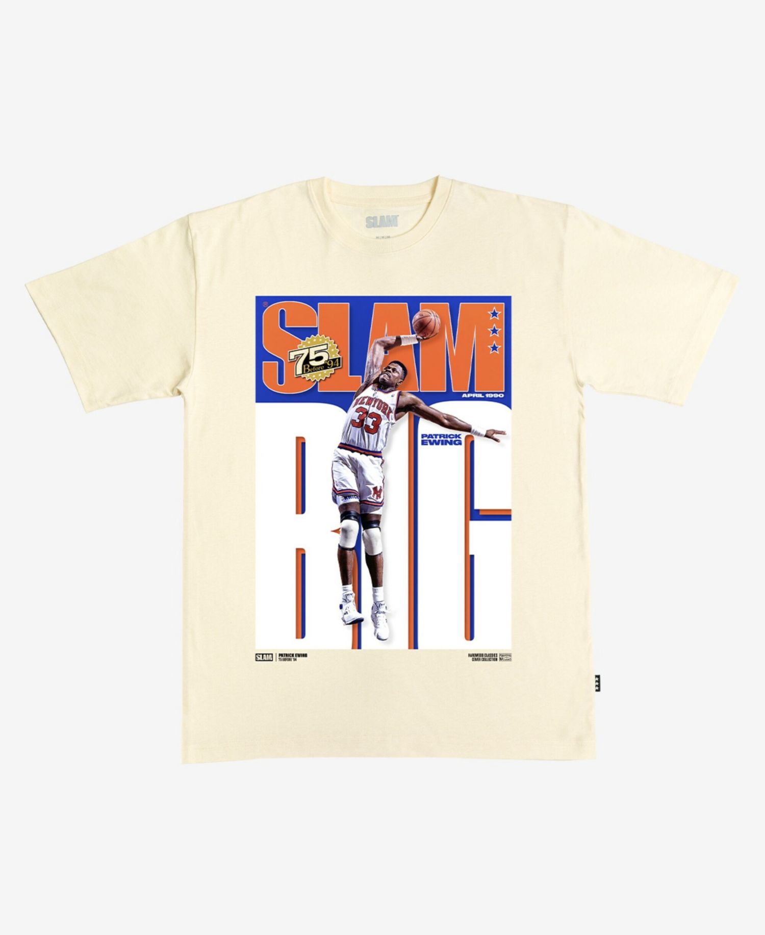 Men's and Women's Patrick Ewing Cream New York Knicks Hardwood Classics Cover T-Shirt