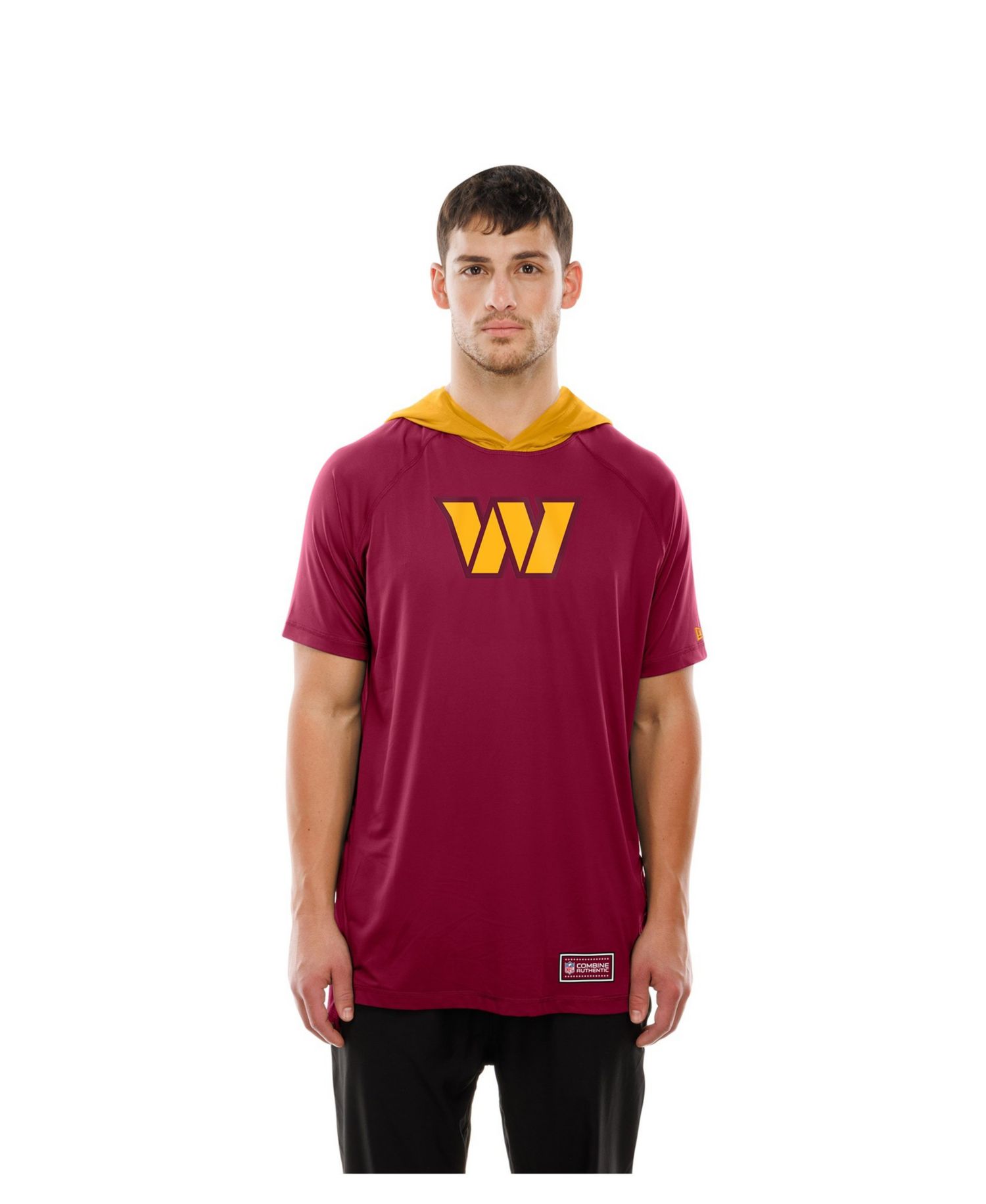 Men's Scarlet Washington Commanders Combine Authentic Hooded Raglan Short-Sleeve T-Shirt