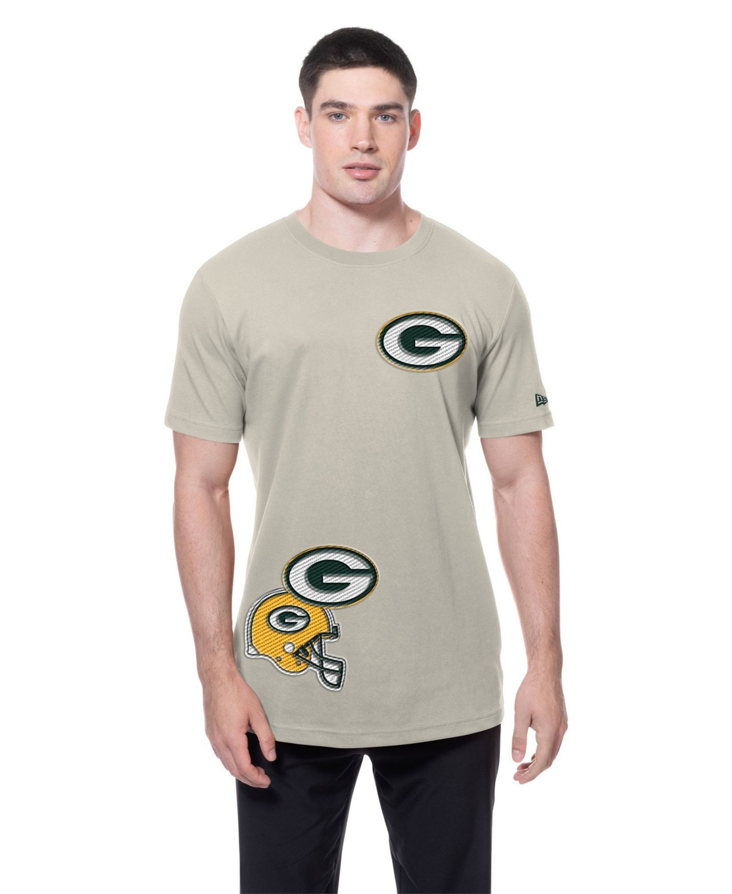 Men's Light Beige Green Bay Packers Multi Patch T-Shirt