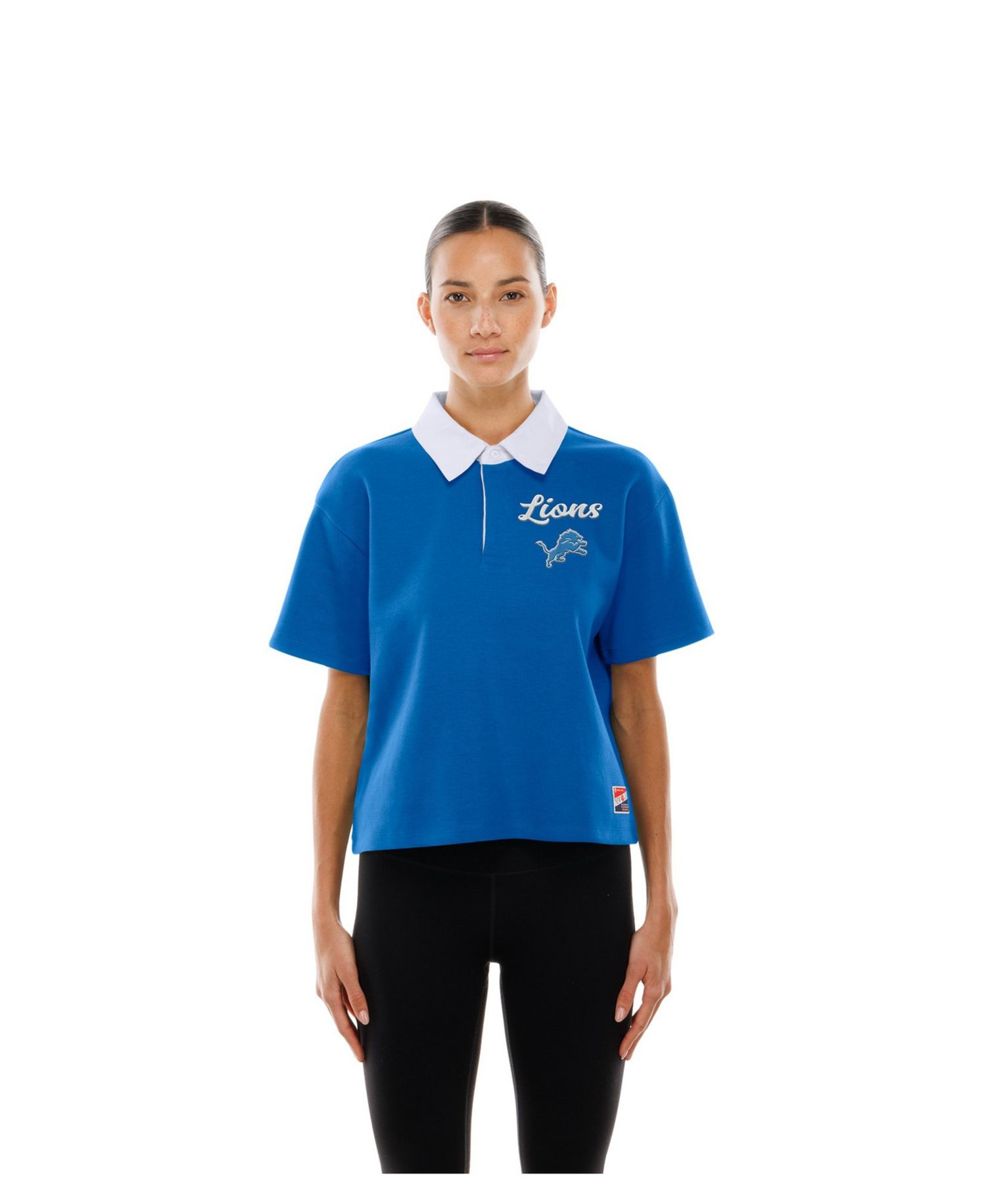 Women's Detroit Lions Throwback Boxy Cropped Cotton-Blend Polo