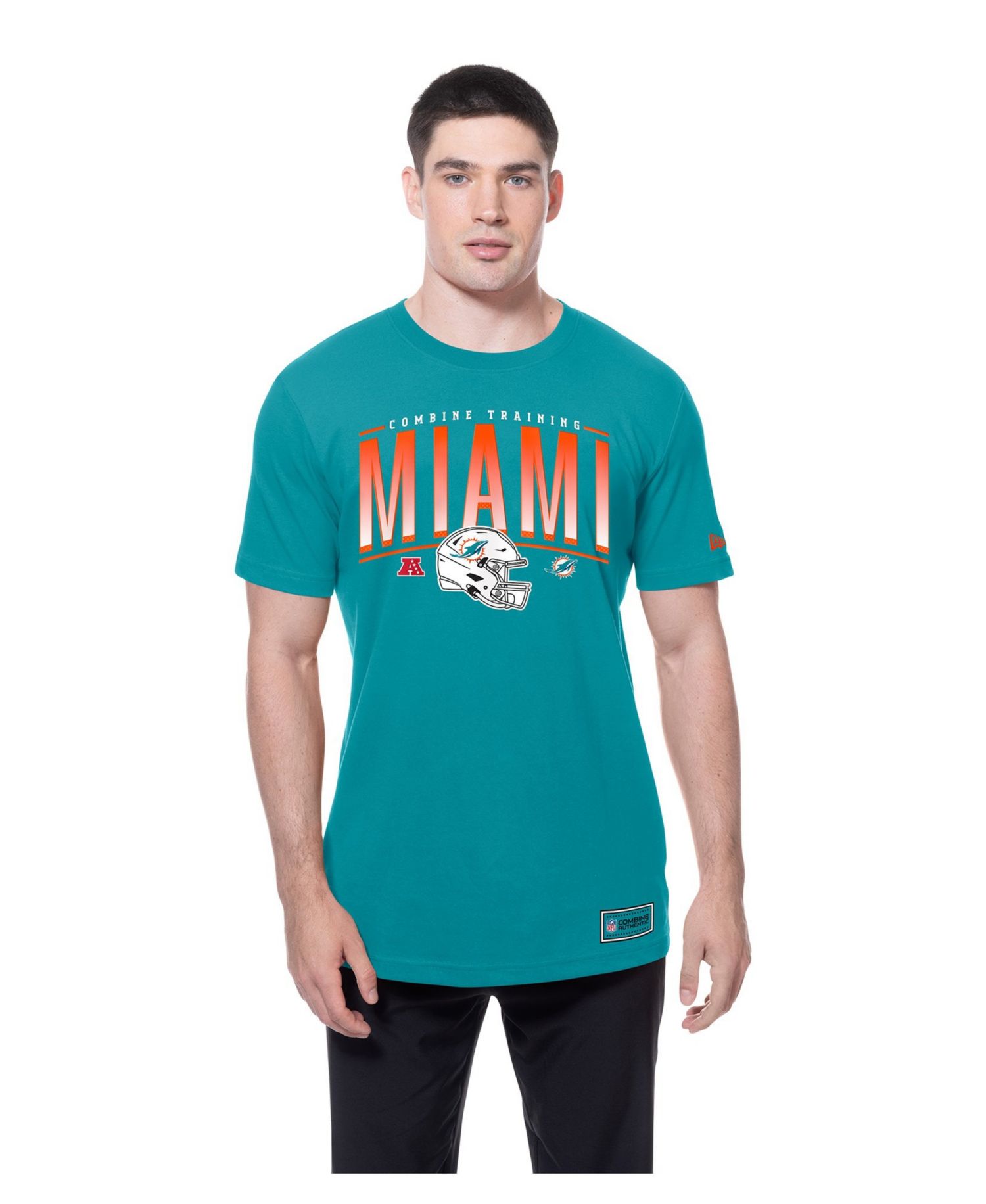 Men's Aqua Miami Dolphins Combine Authentic Training Throwback T-Shirt