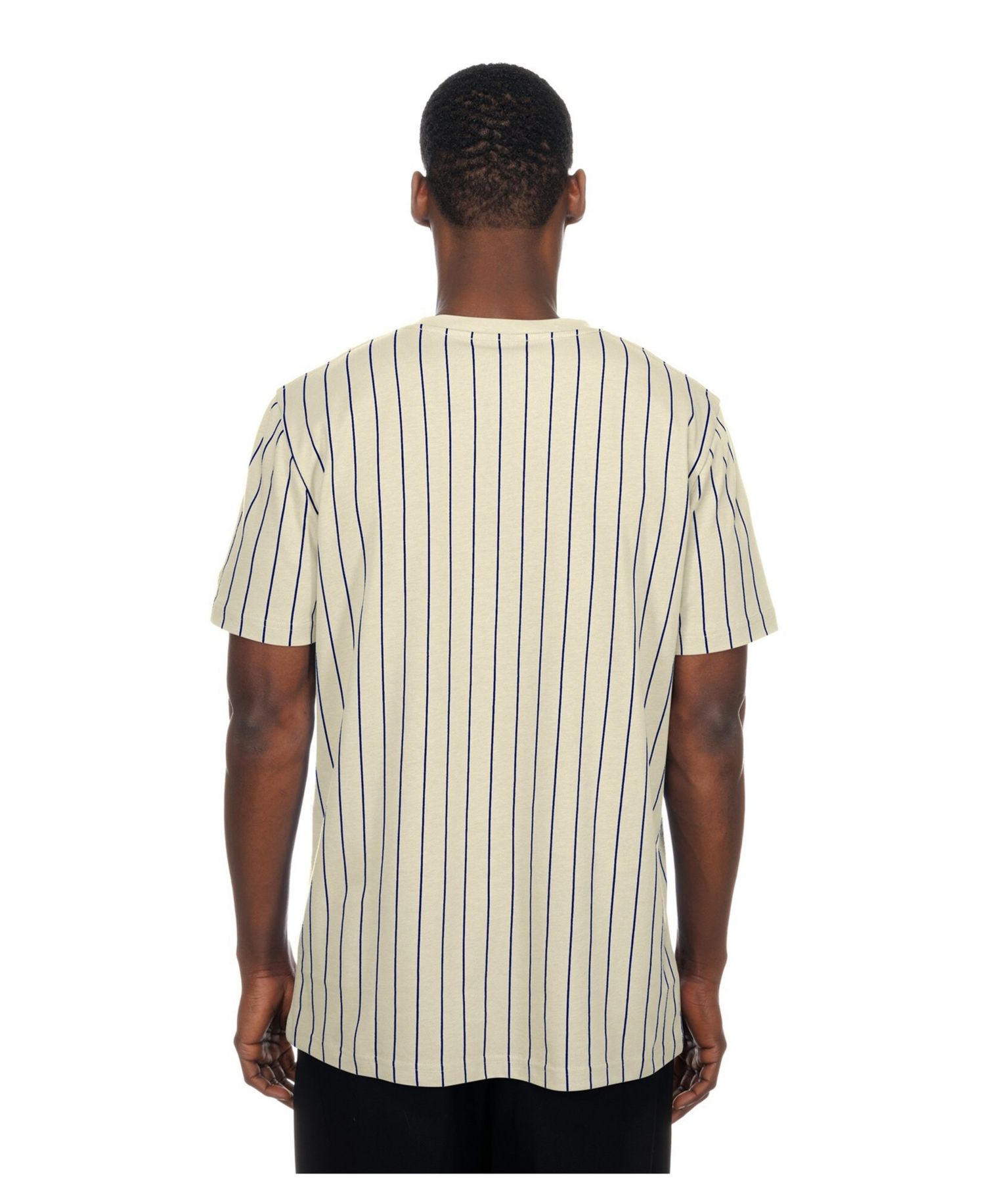Men's Cream New York Mets Throwback Meshback Pinstripe T-Shirt