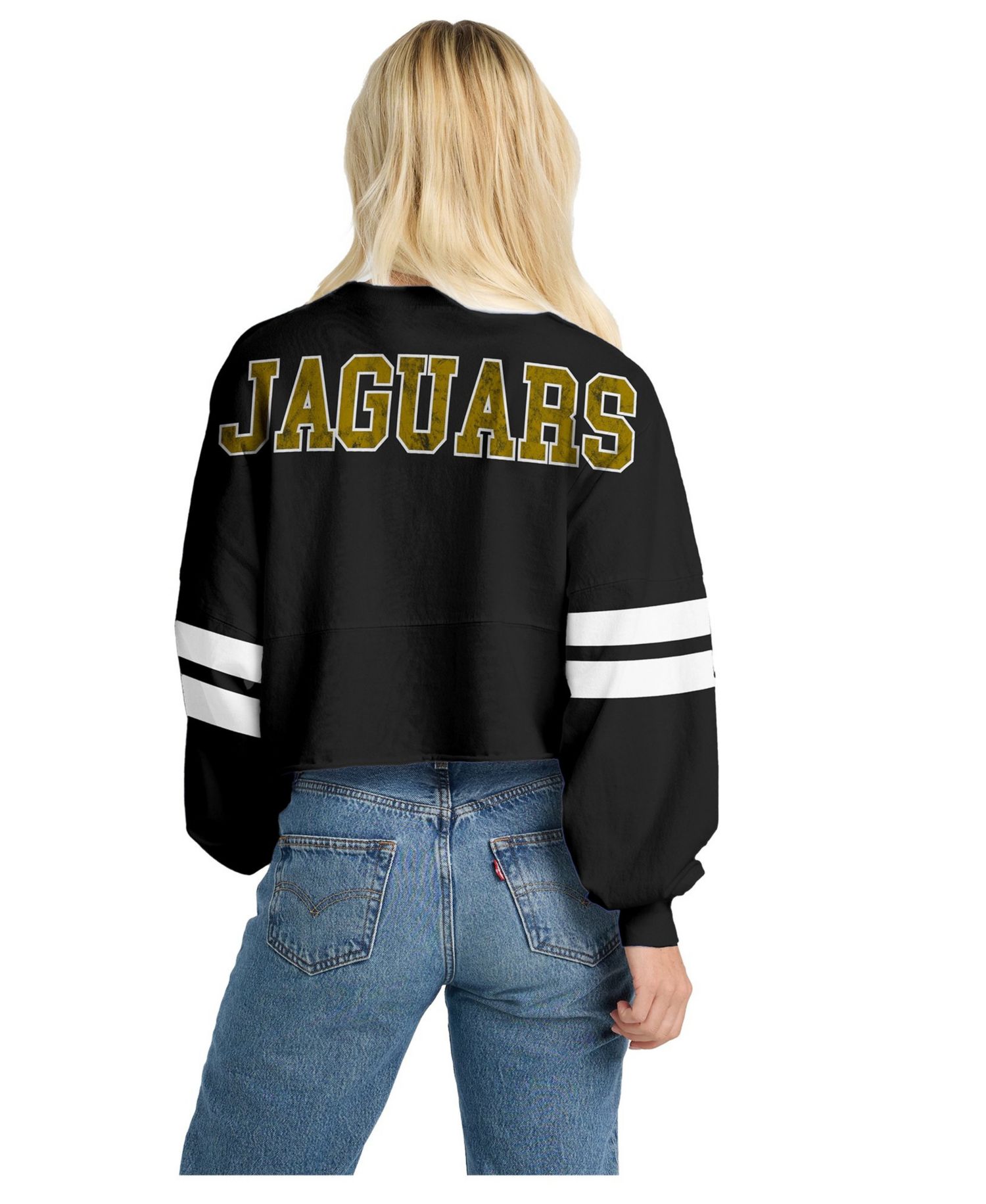 Women's Jacksonville Jaguars Oversized Cropped Long-Sleeve T-Shirt