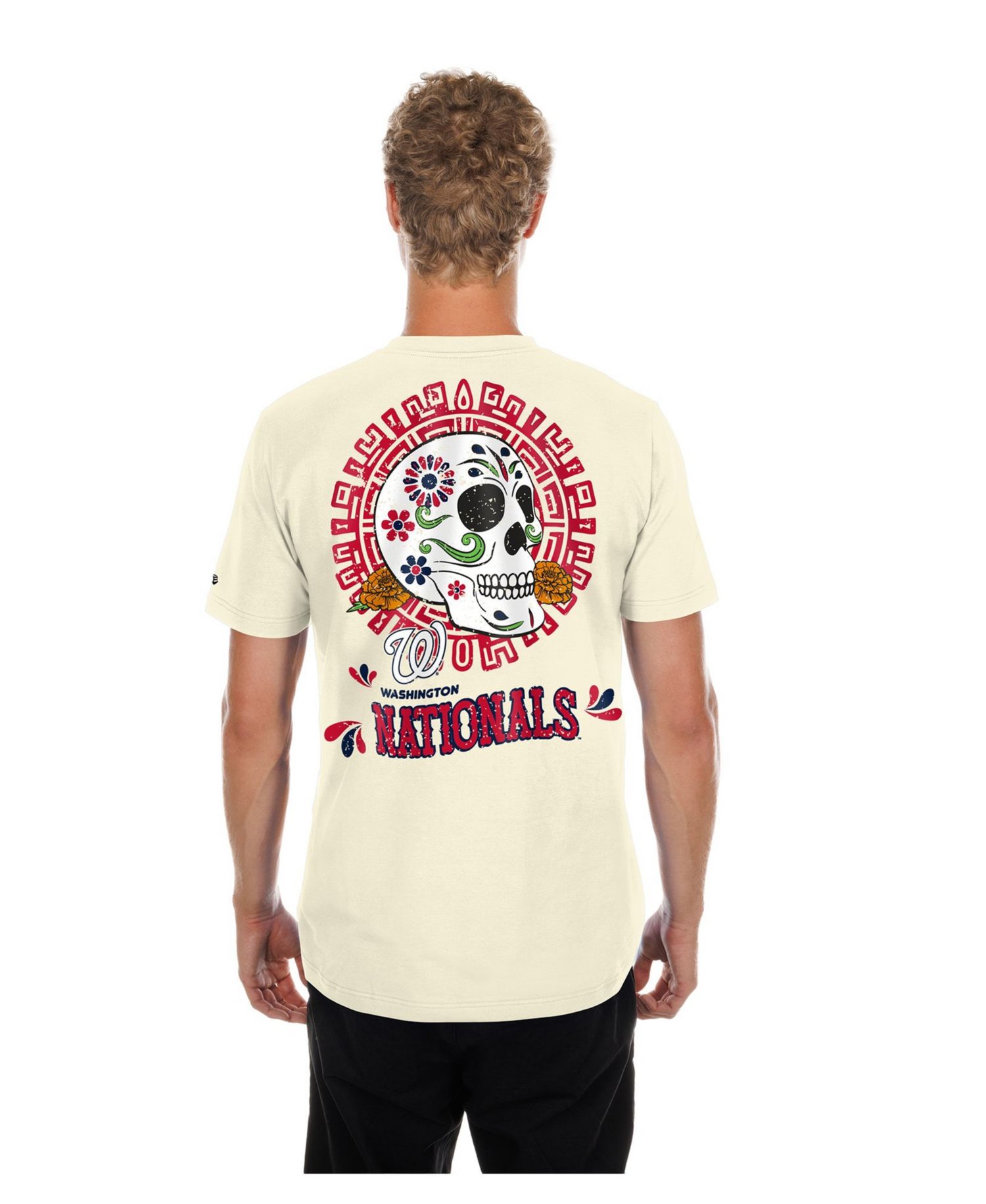 Men's Natural Washington Nationals Dia de los Muertos Sugar Skull T-Shirt