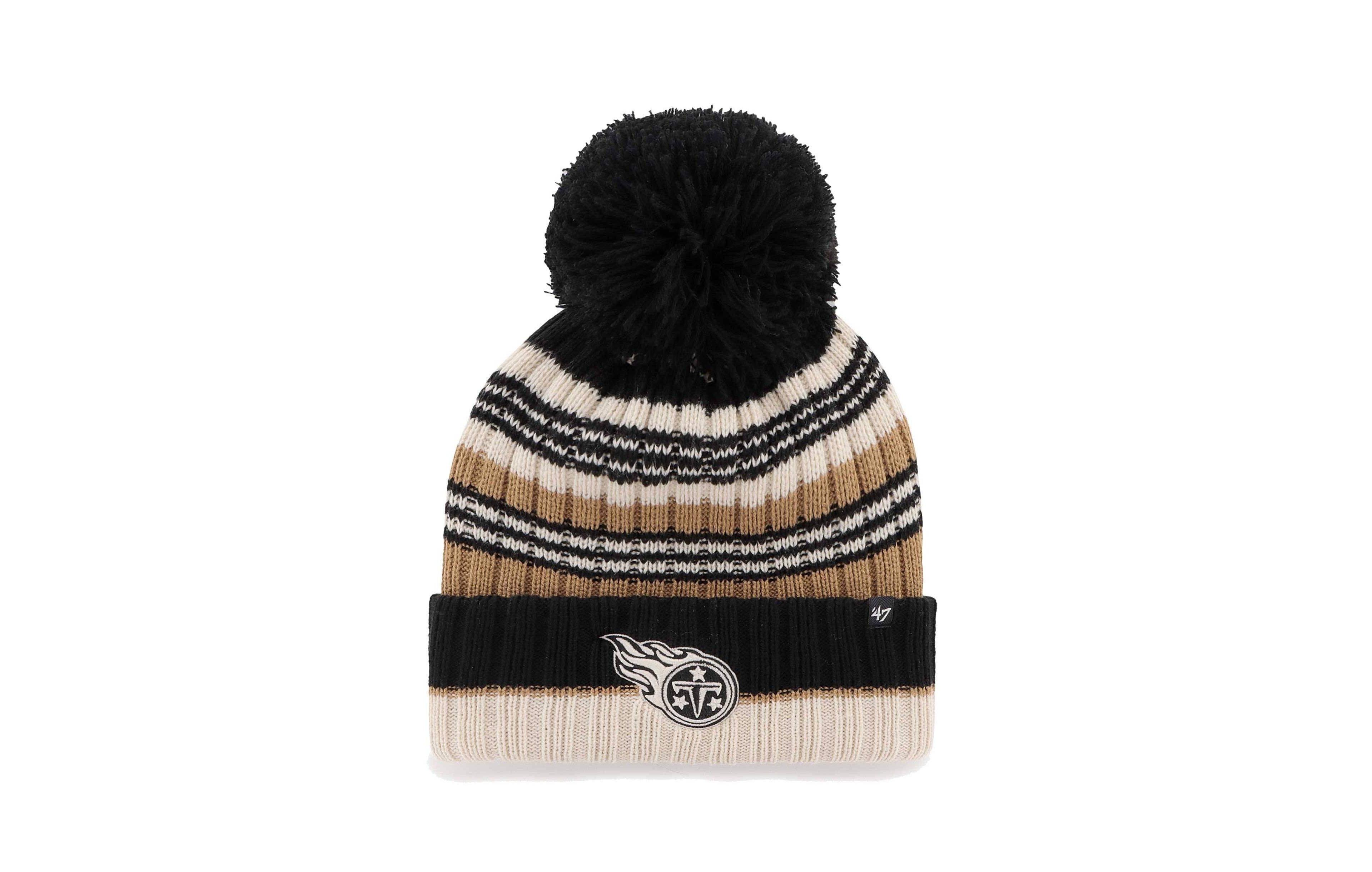 '47 Brand Women's Natural Tennessee Titans Barista Cuffed Pom with Knit Hat