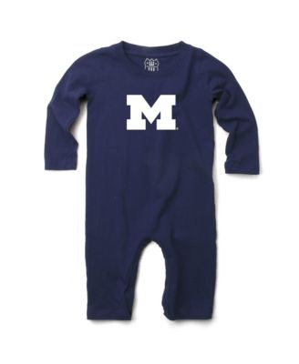 Baby Boys and Girls Navy Michigan Wolverines Long Sleeve Romper