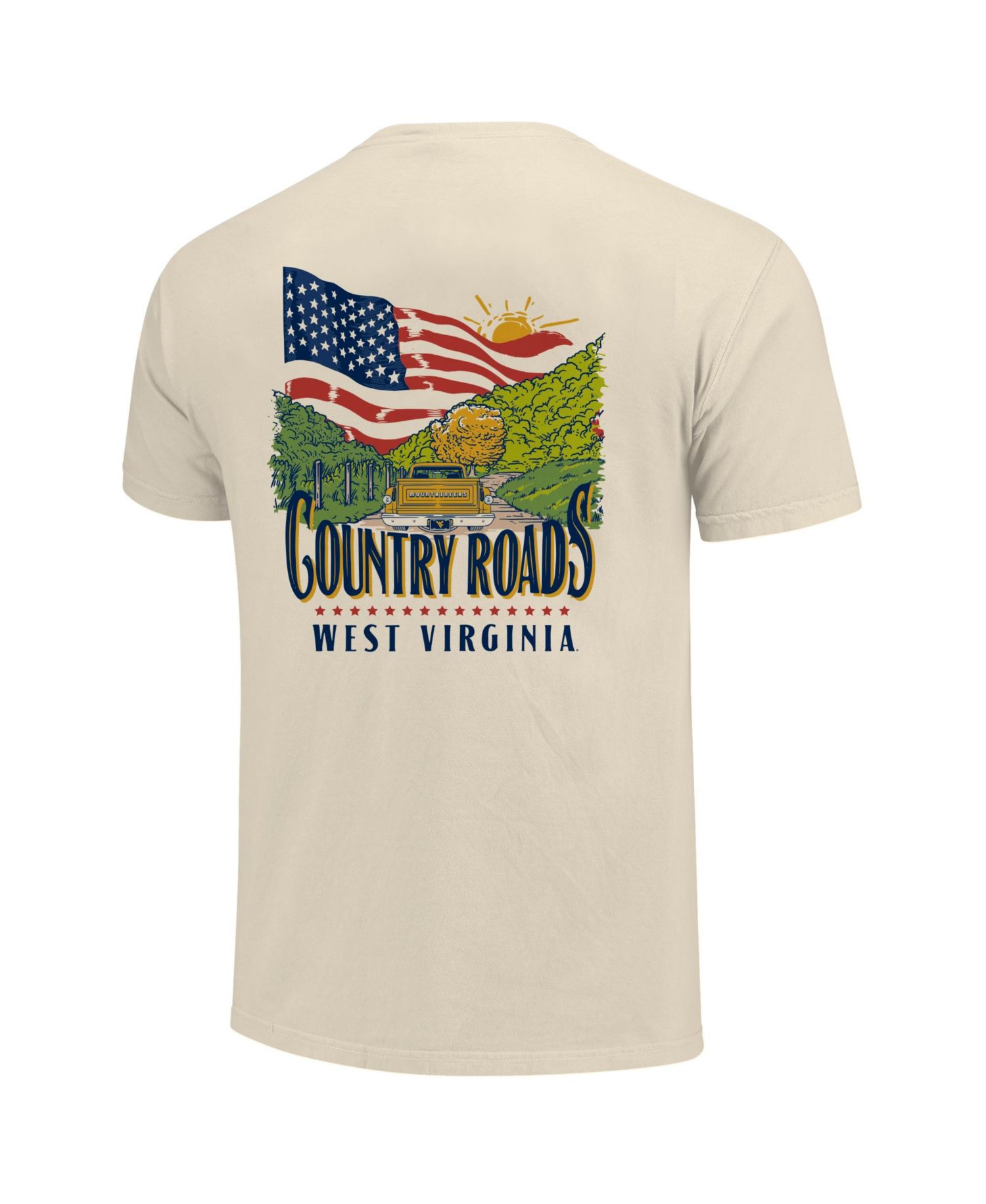 Men's Image One Cream West Virginia Mountaineers Country Roads Americana Comfort Colors T-Shirt