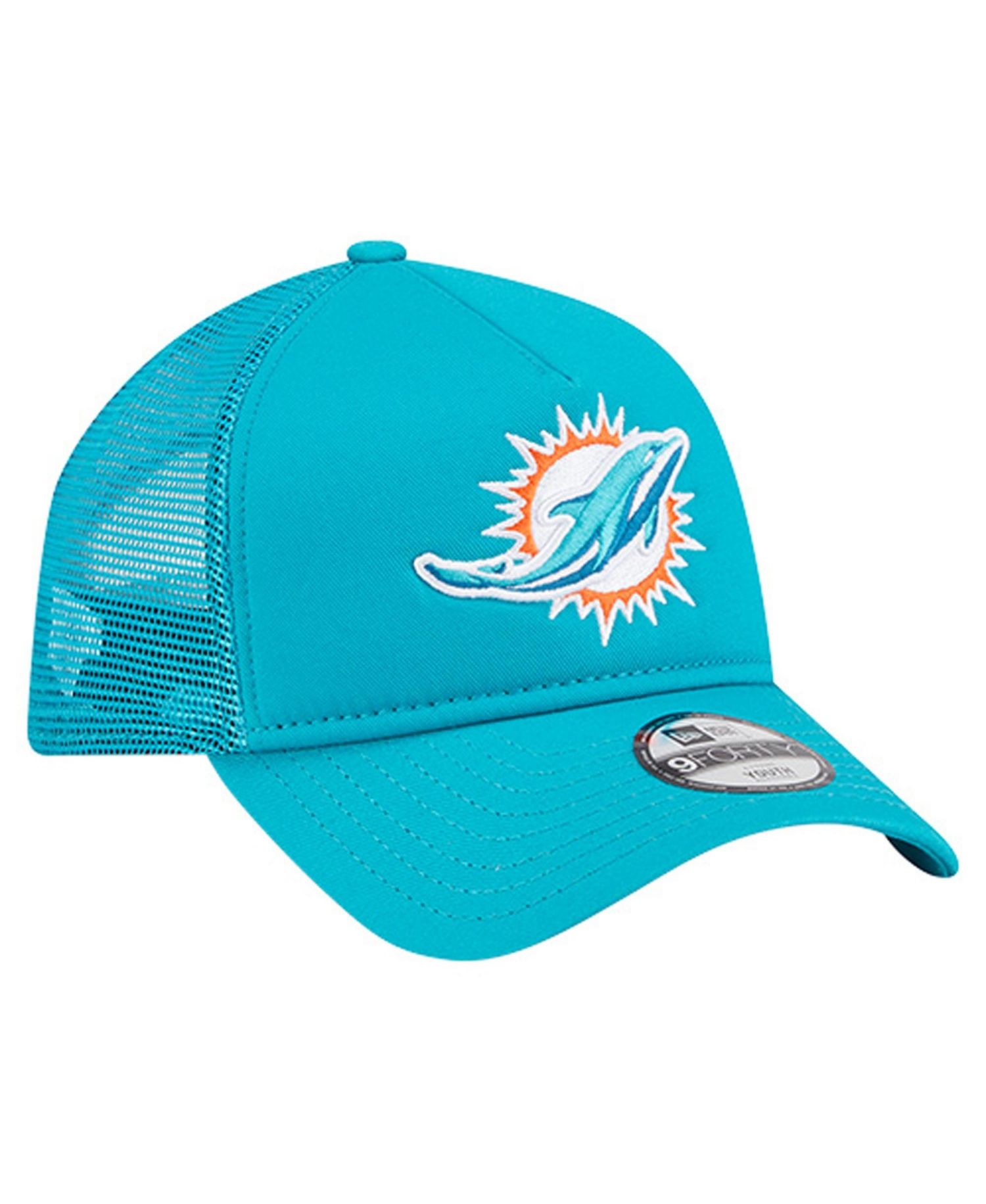 Big Boys and Girls Aqua Miami Dolphins Main A-Frame 9FORTY Adjustable Hat