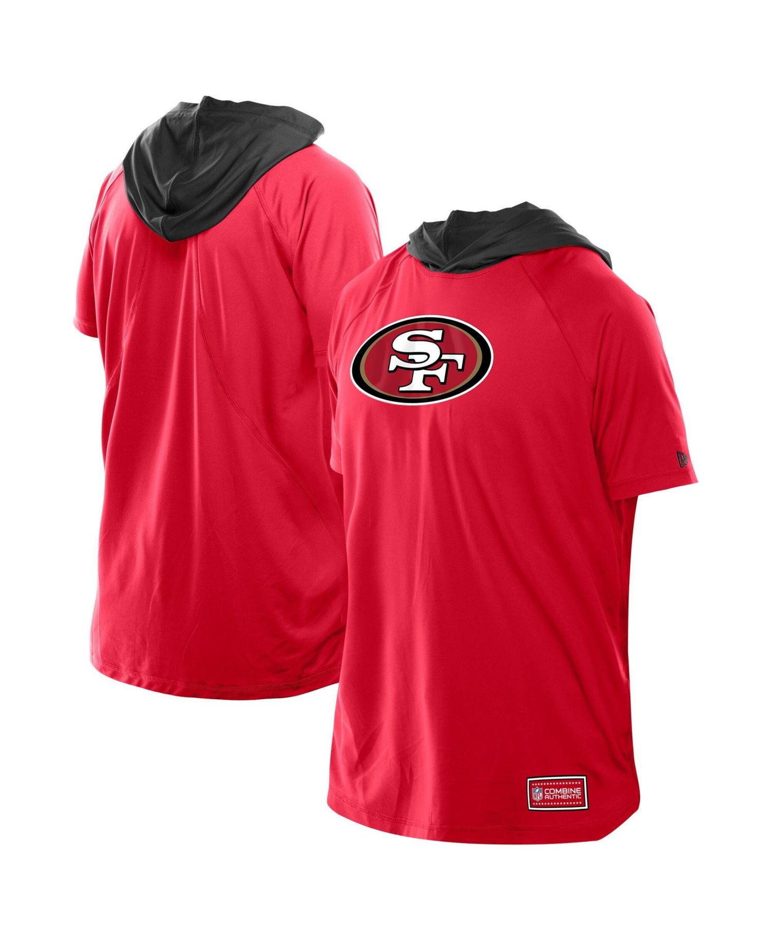 Men's Scarlet San Francisco 49ers Combine Authentic Hooded Raglan Short-Sleeve T-Shirt