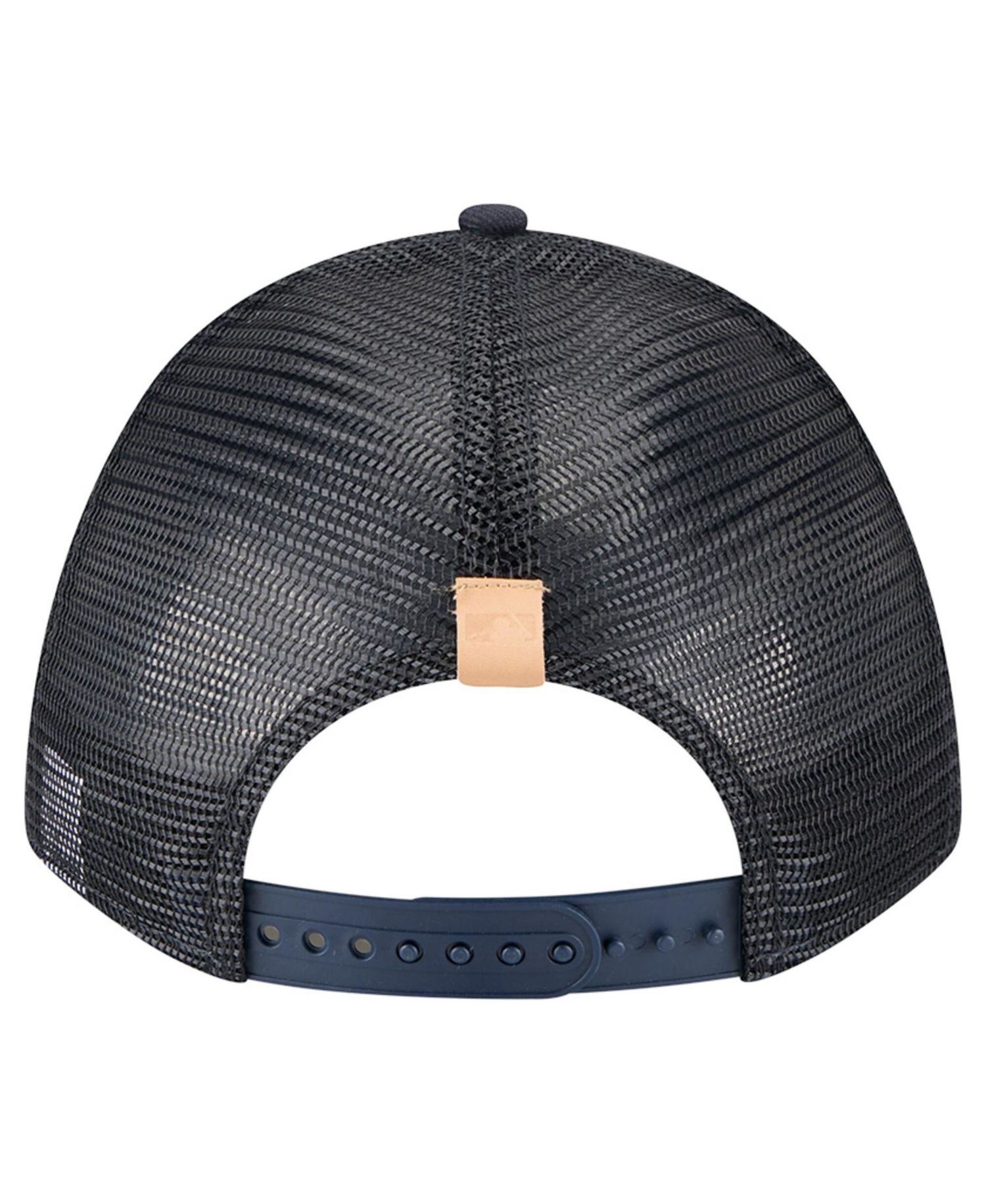 Men's Stone/Navy Houston Astros Text A-Frame Trucker 9FORTY Hat