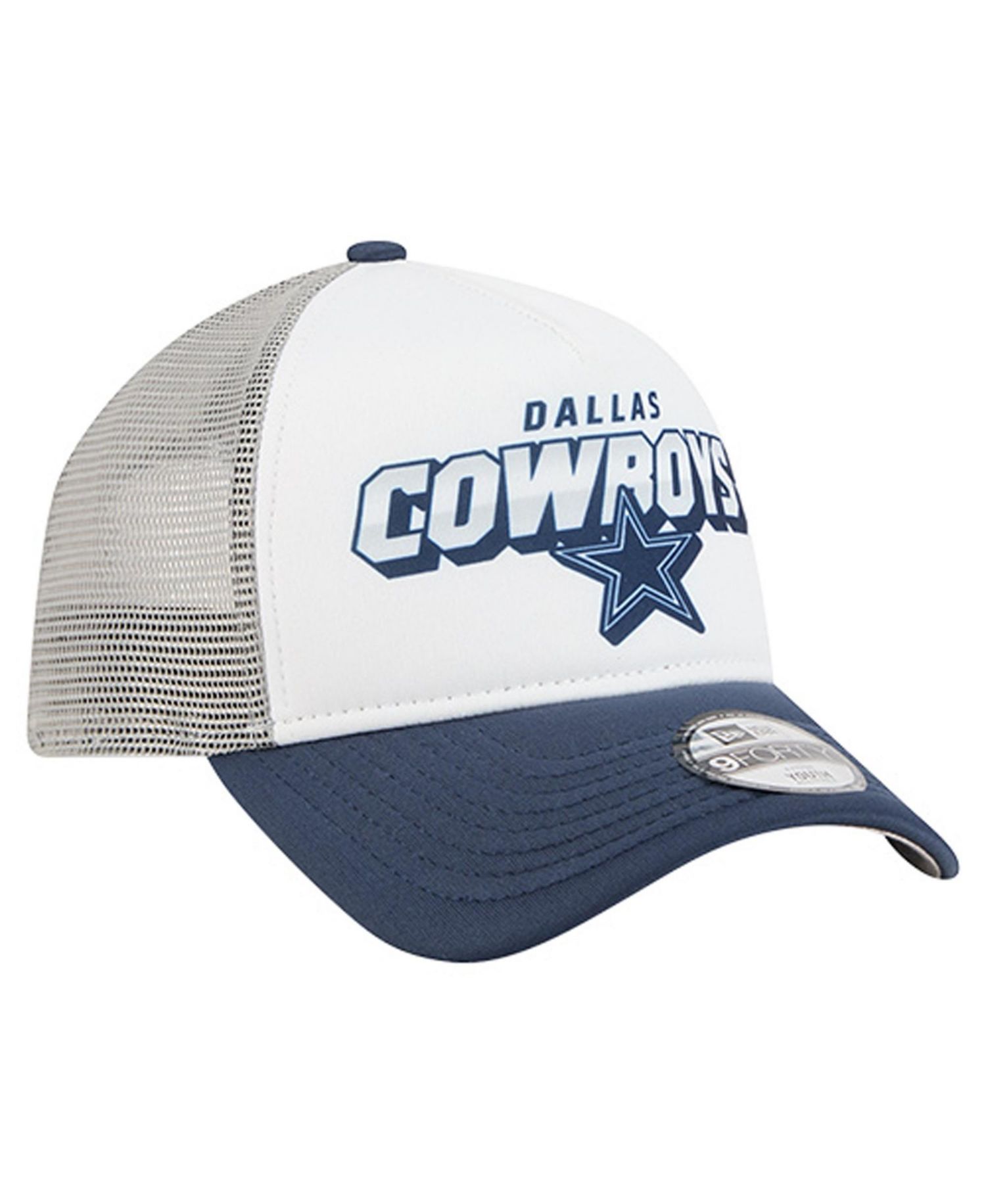 Big Boys and Girls White/Navy Dallas Cowboys Streak 9FORTY A-Frame Adjustable Hat