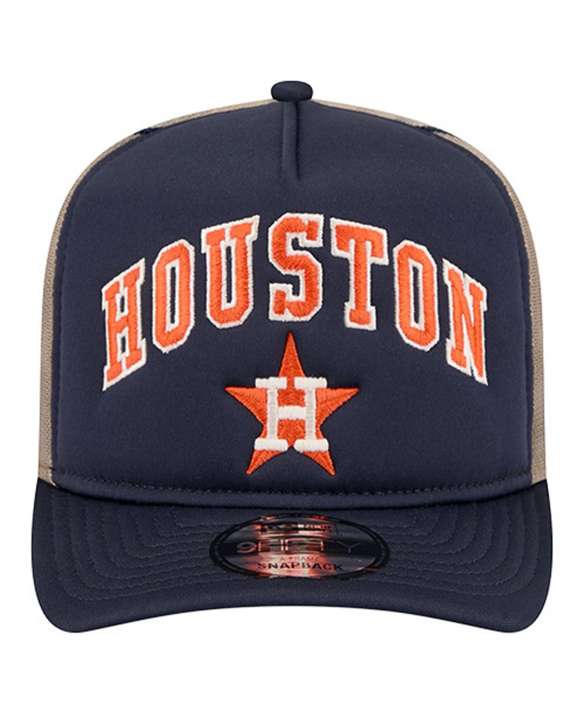 New Era Men's Navy Houston Astros Vintage Arched Foam Front 9FIFTY A-Frame Adjustable Trucker Hat