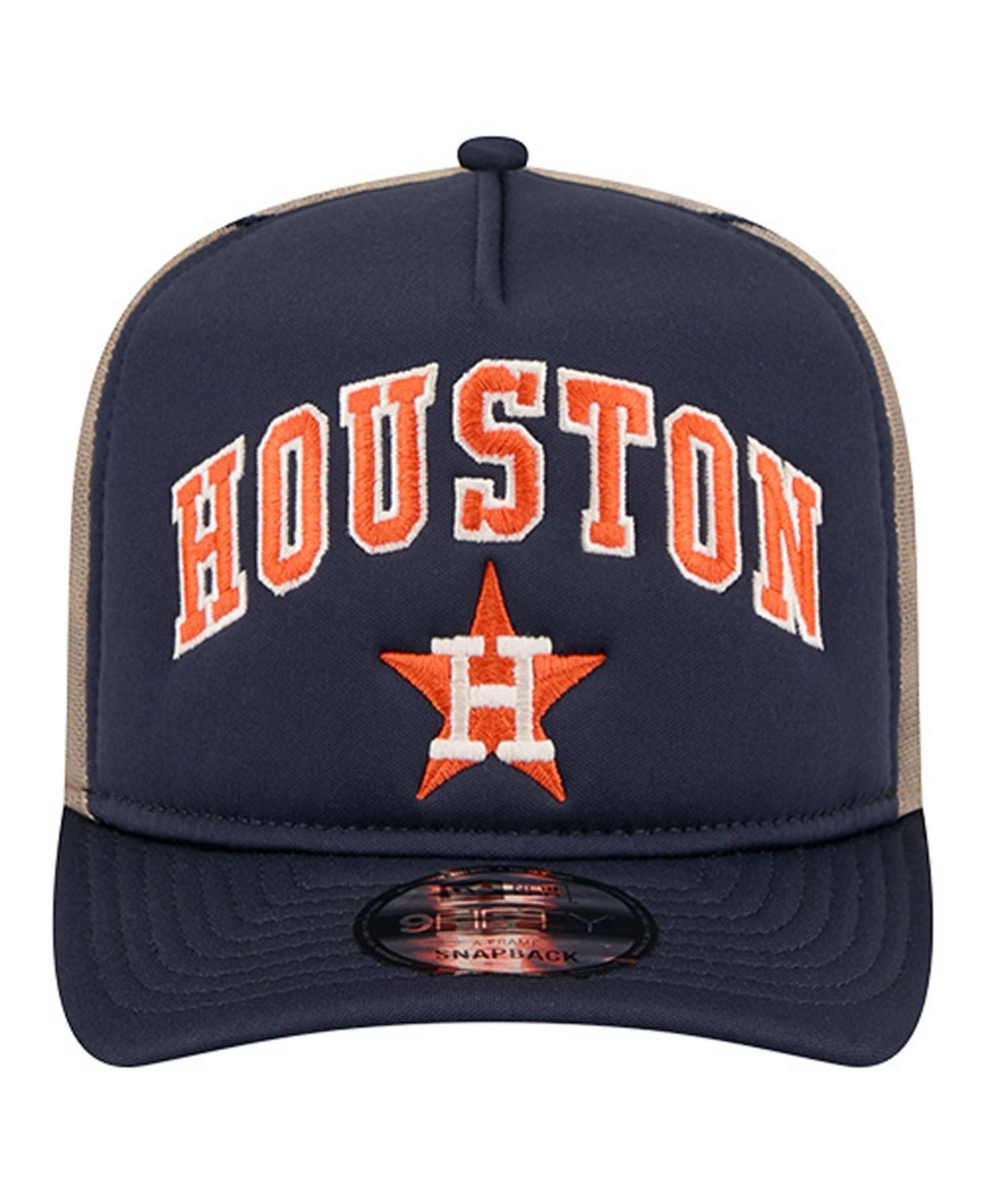 Men's Navy Houston Astros Vintage Arched Foam Front 9FIFTY A-Frame Adjustable Trucker Hat